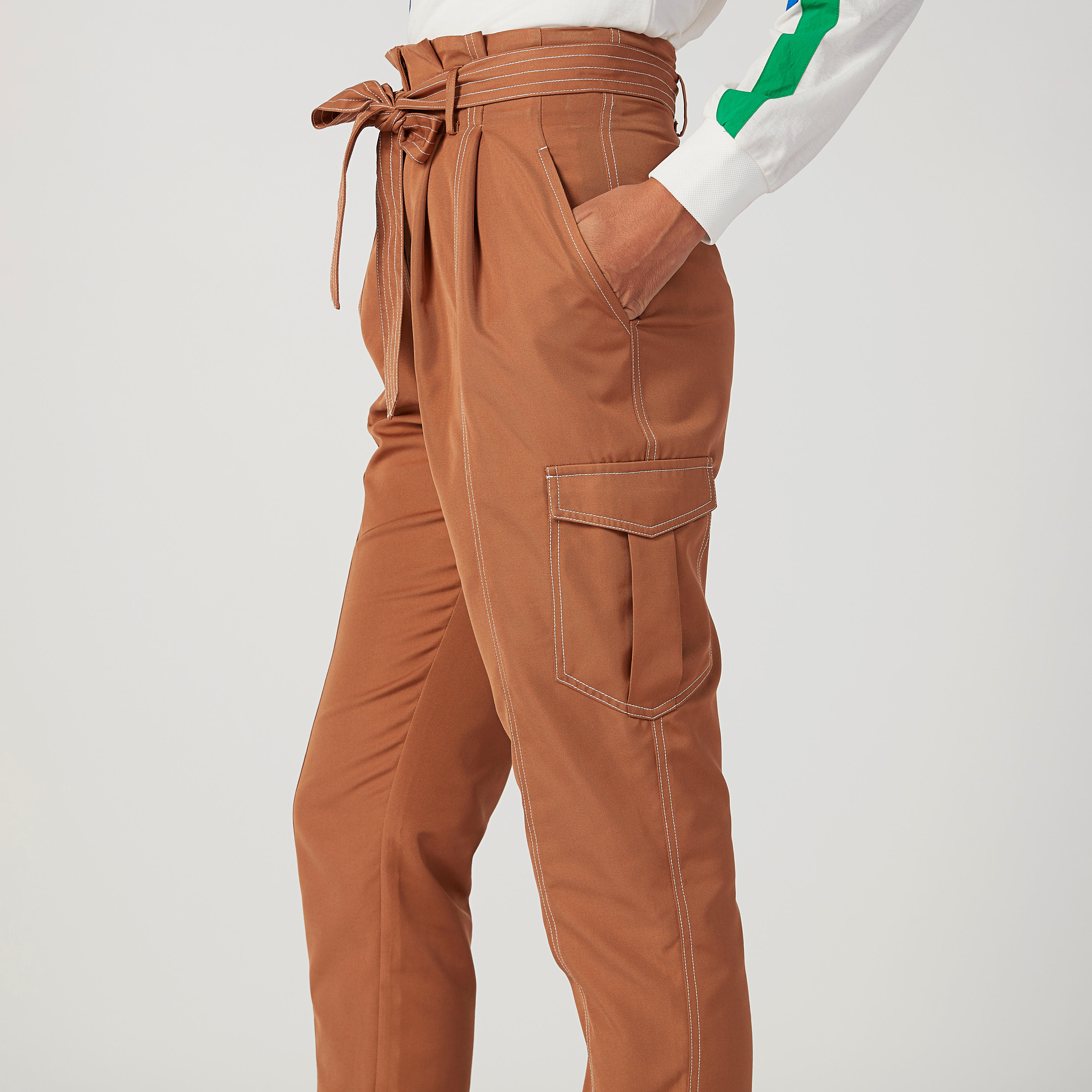 Iconic Wide Fit Plain High Waist Trousers with Paper Bag Waist-women-clothing-bottoms-trousers-image-3