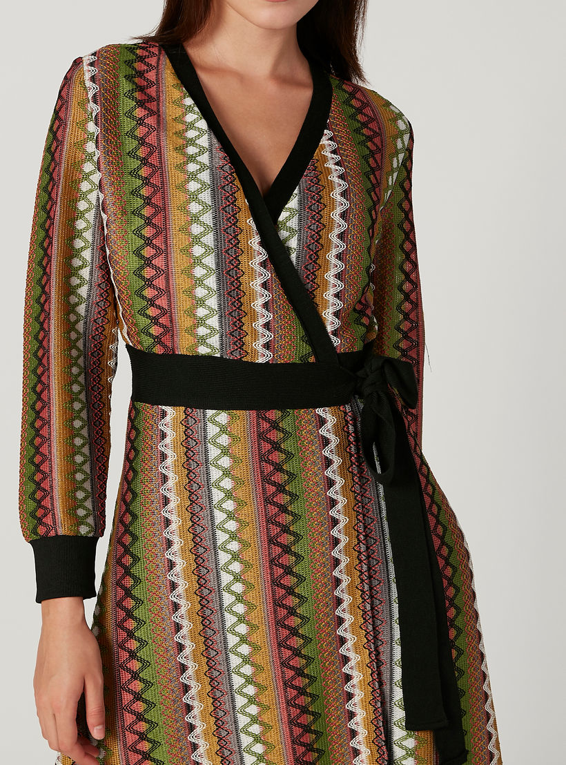 فستان طويل إيه لاين بياقة V وأكمام واسعة وطبعات من آيكونيك-women-clothing-dresses-image-3