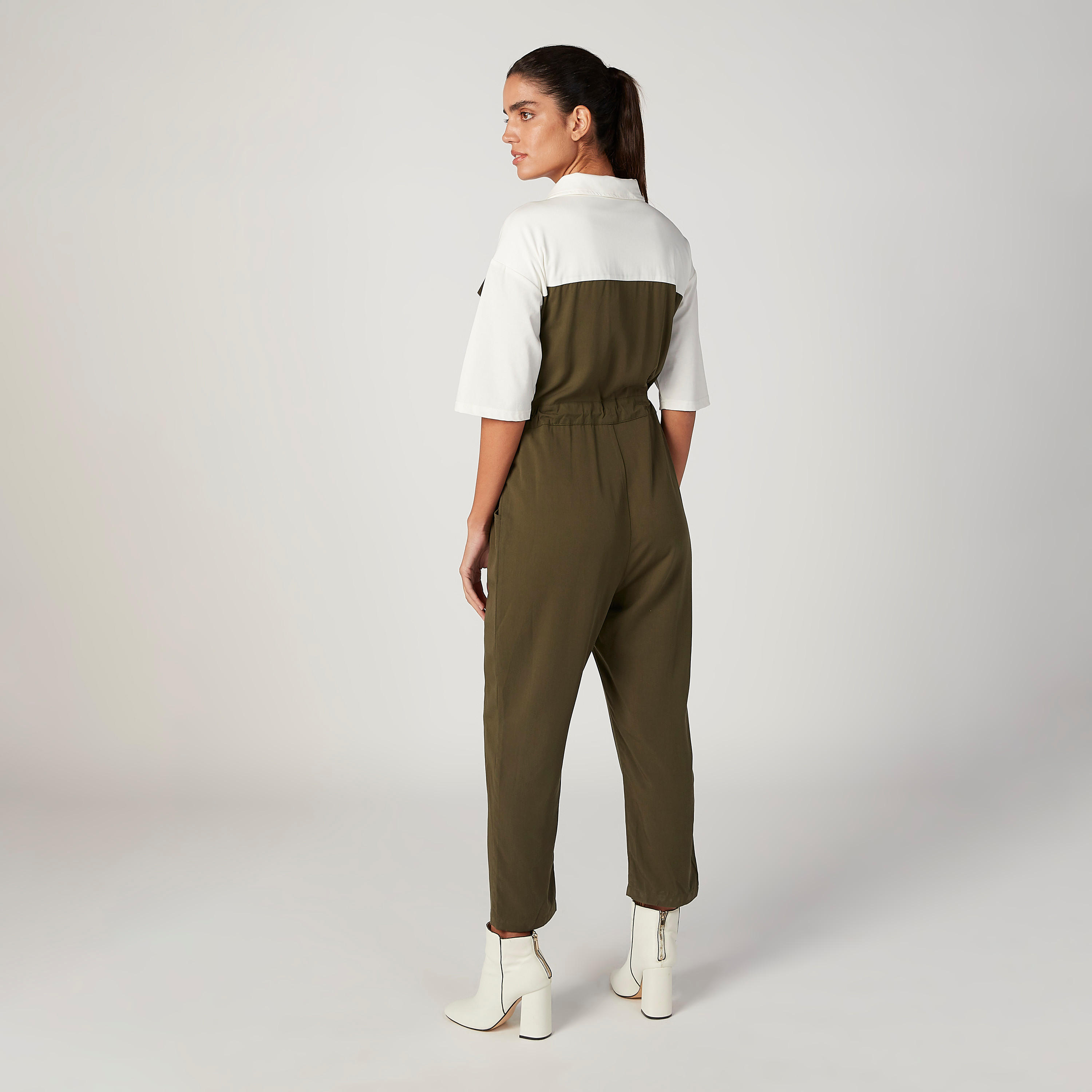 افرول بأكمام بطول 3/4 وجيوب وقوالب ألوان من آيكونيك-women-clothing-jumpsuits-image-2