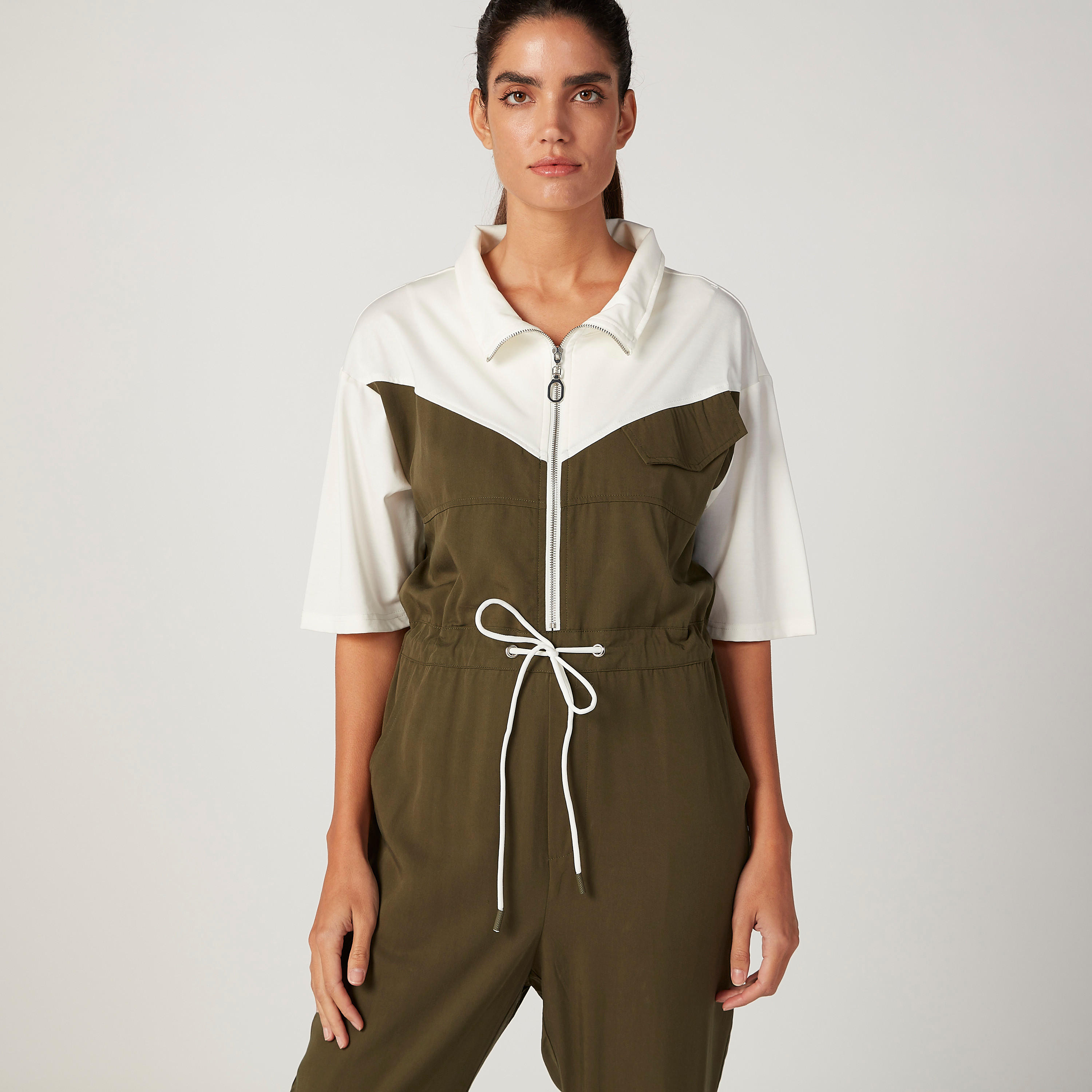 افرول بأكمام بطول 3/4 وجيوب وقوالب ألوان من آيكونيك-women-clothing-jumpsuits-image-3