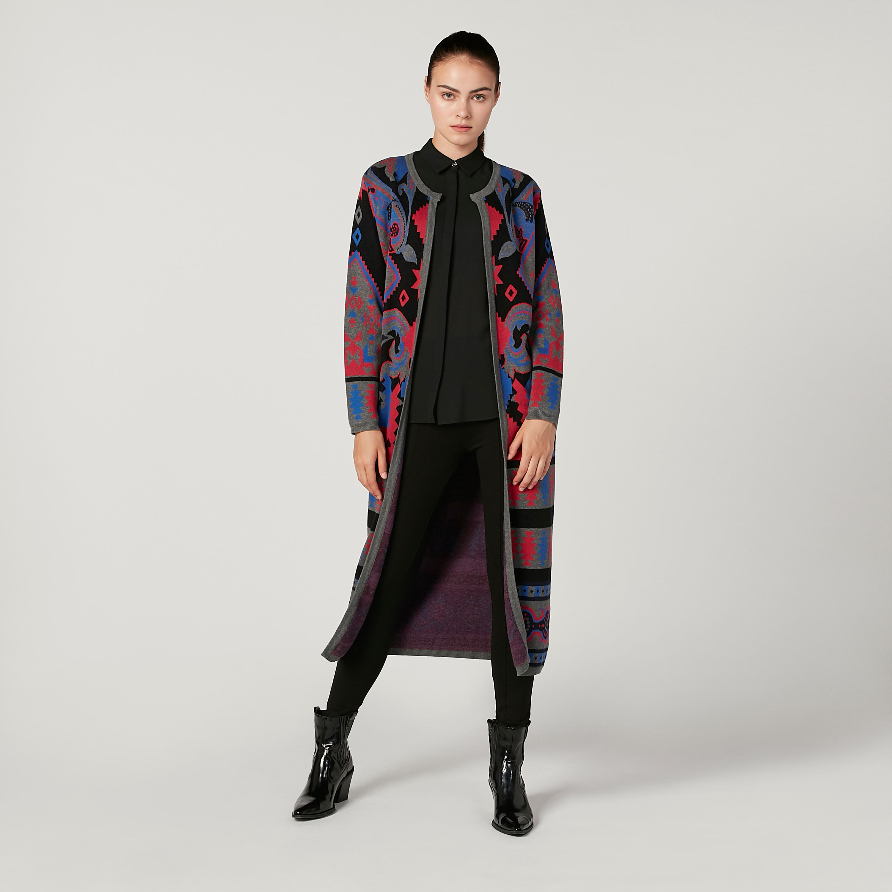 سترة كارديجان طويلة بأكمام طويلة وطبعات من آيكونيك-women-winterwear-cardigansandjumpers-cardigans-image-2