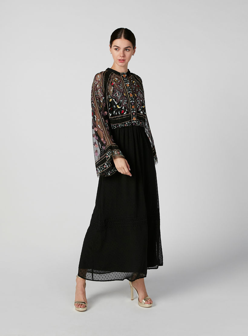 فستان طويل إيه لاين مطرز بأكمام واسعة من آيكونيك-women-clothing-dresses-image-3