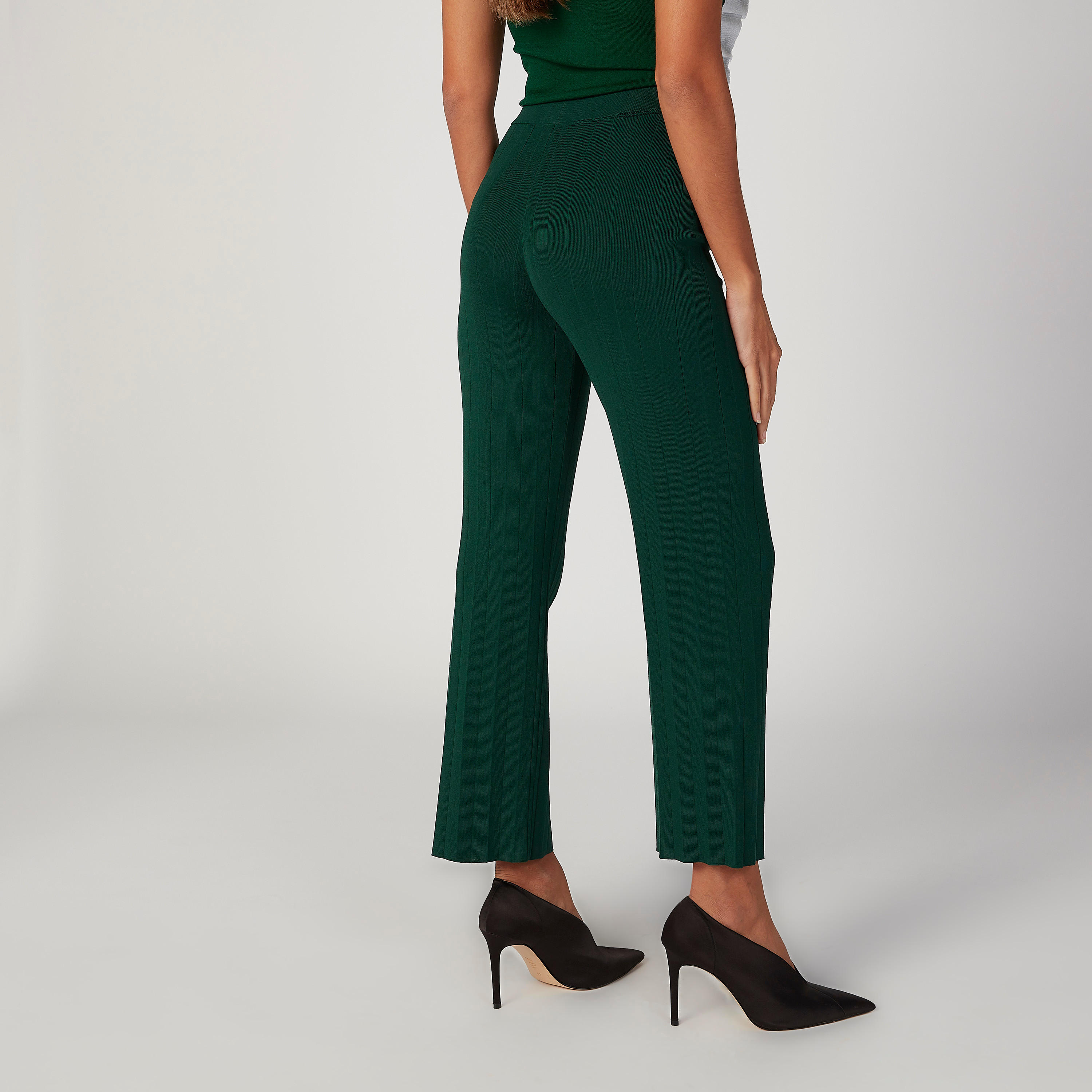 بنطلون بارز الملمس بقصّة واسعة وخصر مطّاطي متوسط الارتفاع من آيكونيك-women-clothing-bottoms-trousers-image-4
