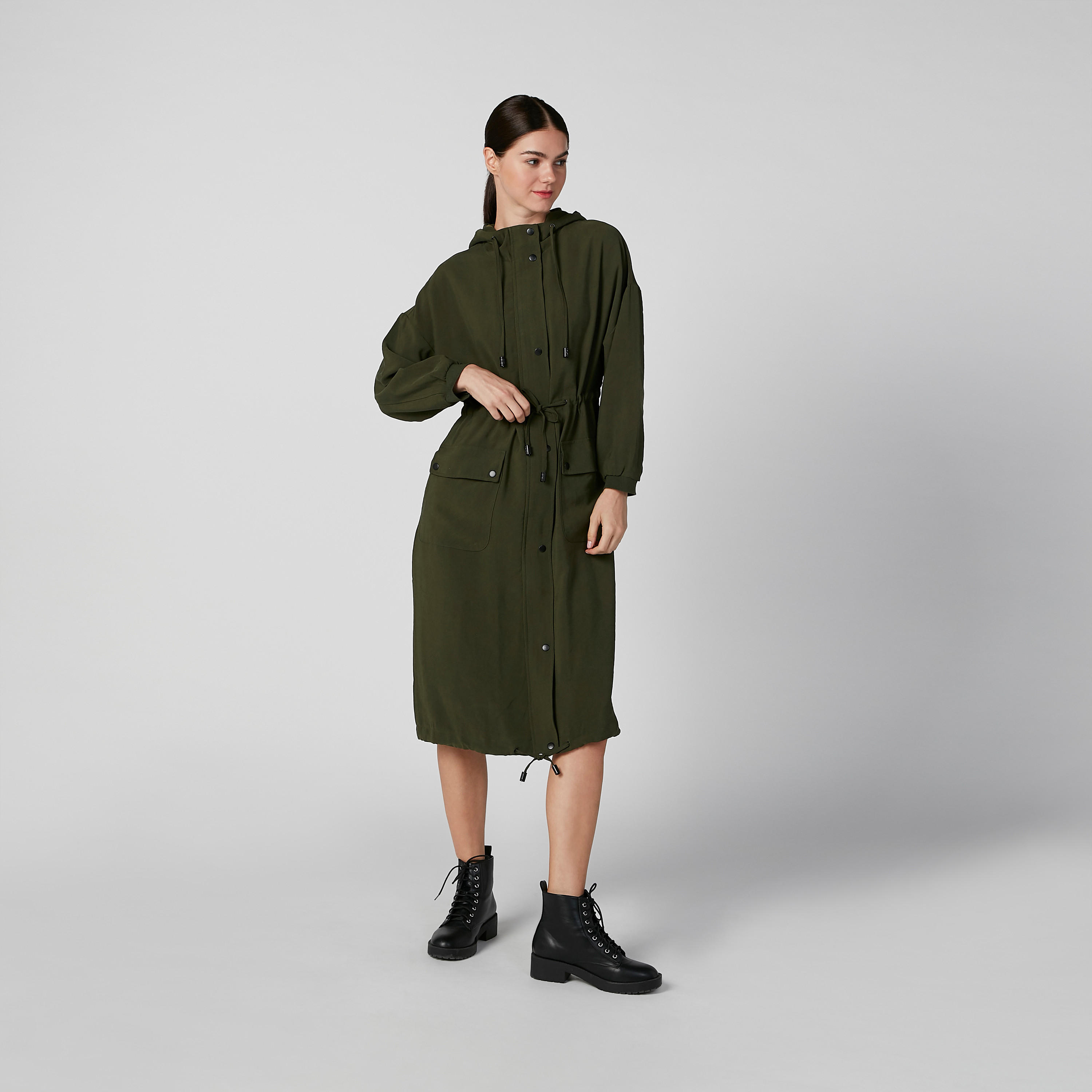 Iconic Shirt Dress with Long Sleeves and Hood-women-clothing-dresses-image-1