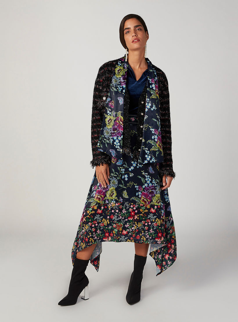 فستان غير متماثل بأكمام طويلة وأربطة وطبعات زهرية من آيكونيك-women-clothing-dresses-image-1