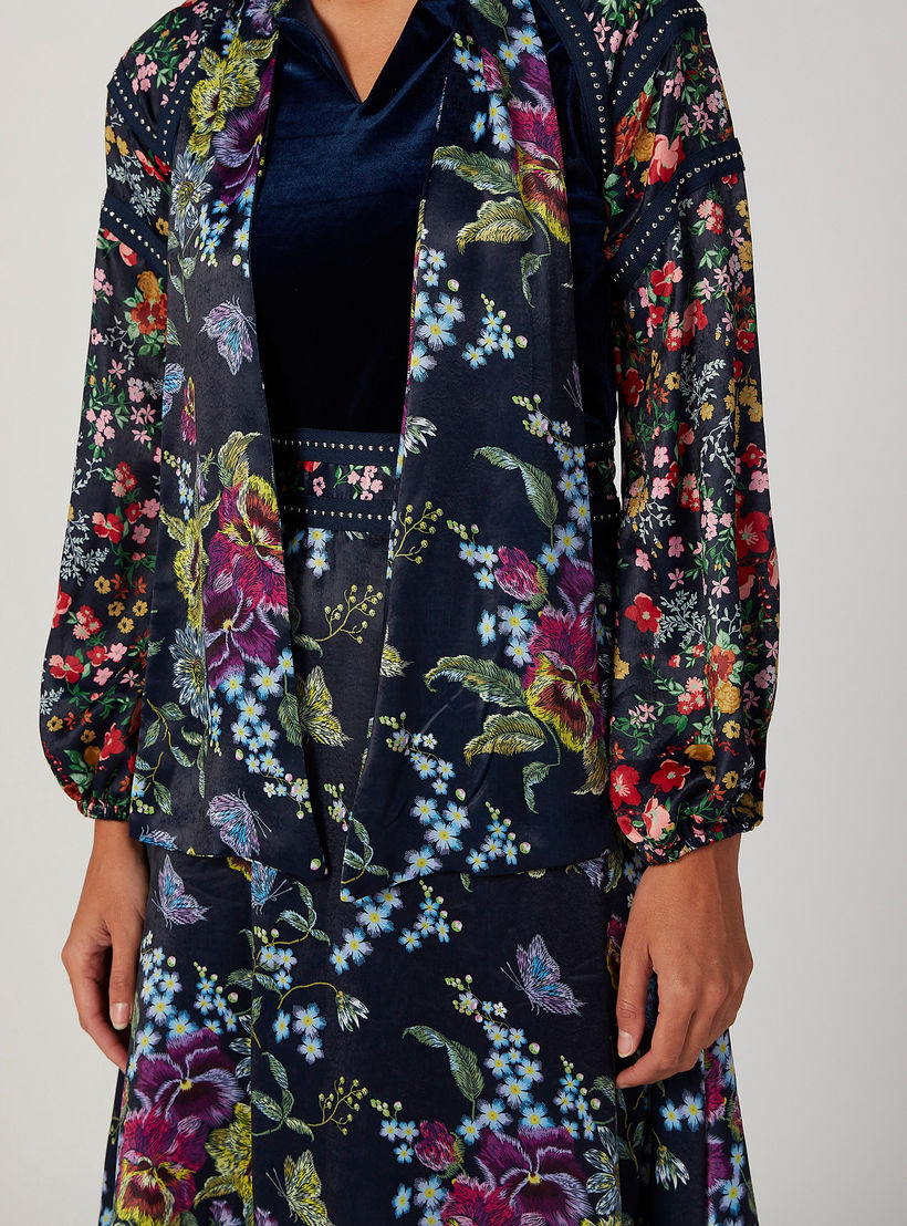 فستان غير متماثل بأكمام طويلة وأربطة وطبعات زهرية من آيكونيك-women-clothing-dresses-image-3
