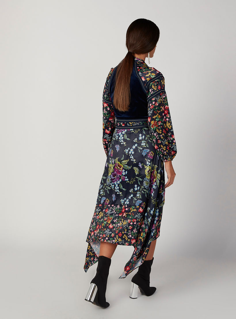 فستان غير متماثل بأكمام طويلة وأربطة وطبعات زهرية من آيكونيك-women-clothing-dresses-image-4