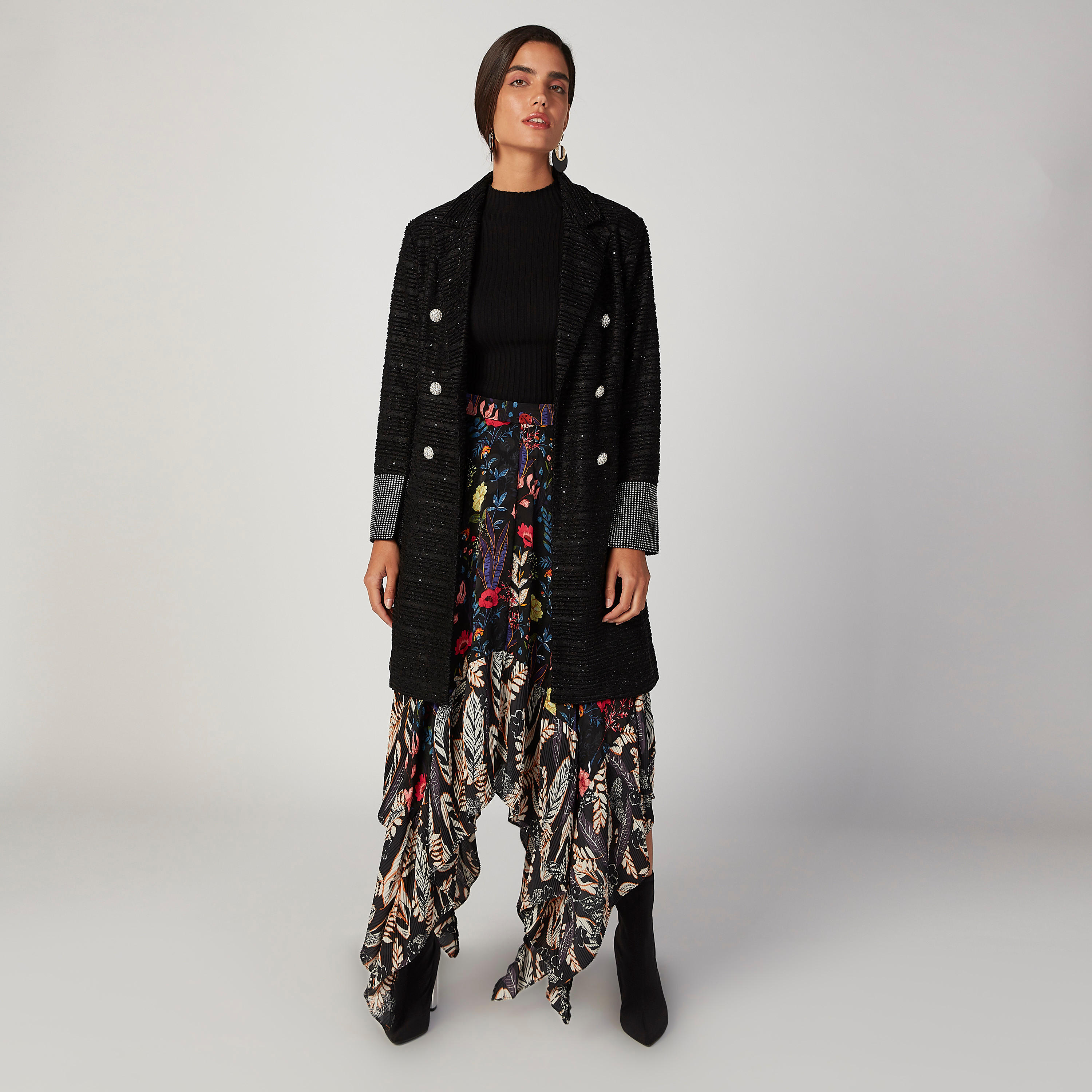 تنورة بقصّة واسعة وخصر متوسط الارتفاع وطبعات زهرية من آيكونيك-women-clothing-bottoms-skirts-image-2