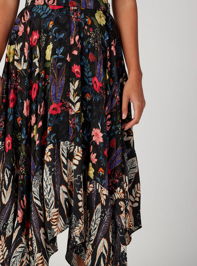 تنورة بقصّة واسعة وخصر متوسط الارتفاع وطبعات زهرية من آيكونيك-women-clothing-bottoms-skirts-image-3