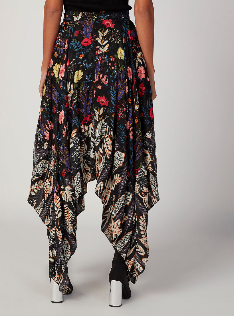 تنورة بقصّة واسعة وخصر متوسط الارتفاع وطبعات زهرية من آيكونيك-women-clothing-bottoms-skirts-image-4