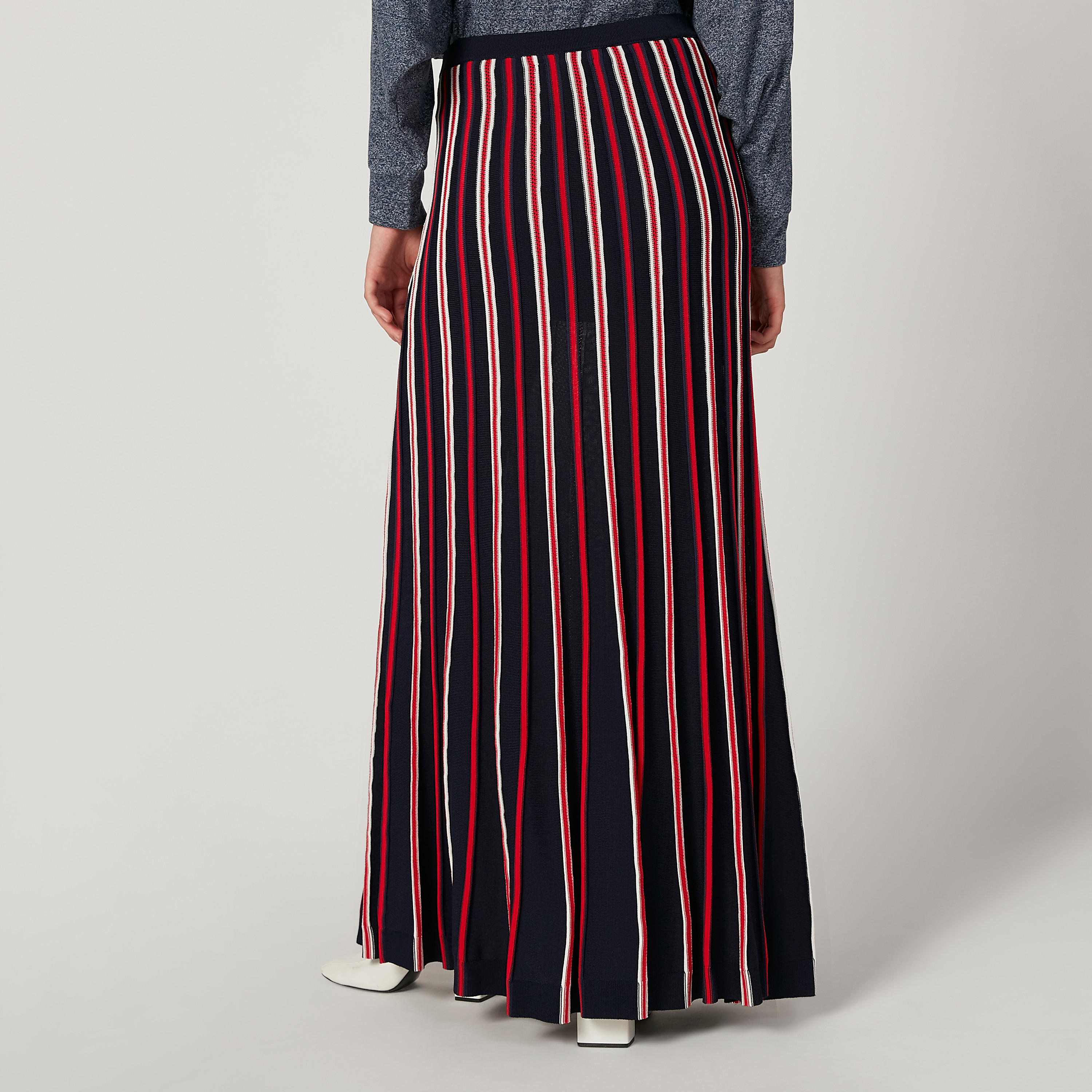 تنورة طويلة إيه لاين مخططة بخصر مطّاطي من آيكونيك-women-clothing-bottoms-skirts-image-4