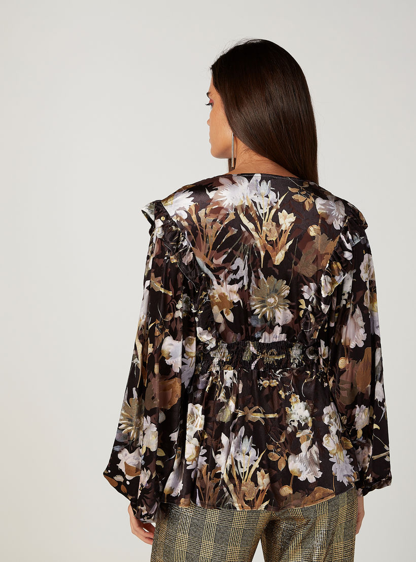 بلوزة بيبلوم بياقة V وأكمام بيشوب وطبعات زهرية من آيكونيك-women-clothing-shirtsandblouses-blouses-image-4