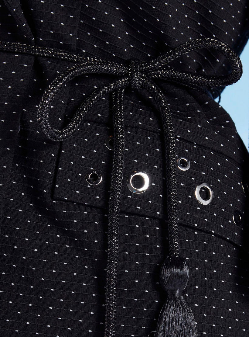 جاكيت منقط بأكمام 3/4 مع حلقات تثبيت صغيرة من آيكونيك-women-winterwear-coatsandjackets-jackets-image-4