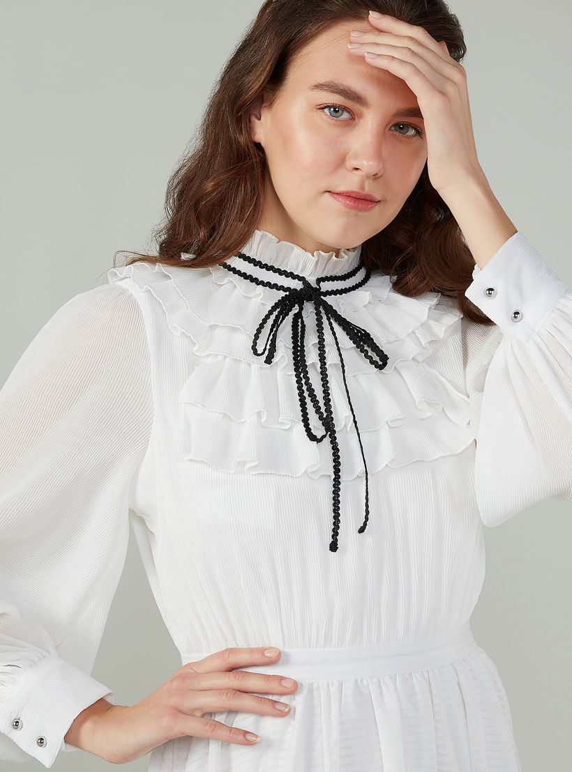 فستان طويل ايه لاين بياقة عالية وأكمام طويلة وطبعات من آيكونيك-women-clothing-dresses-image-3