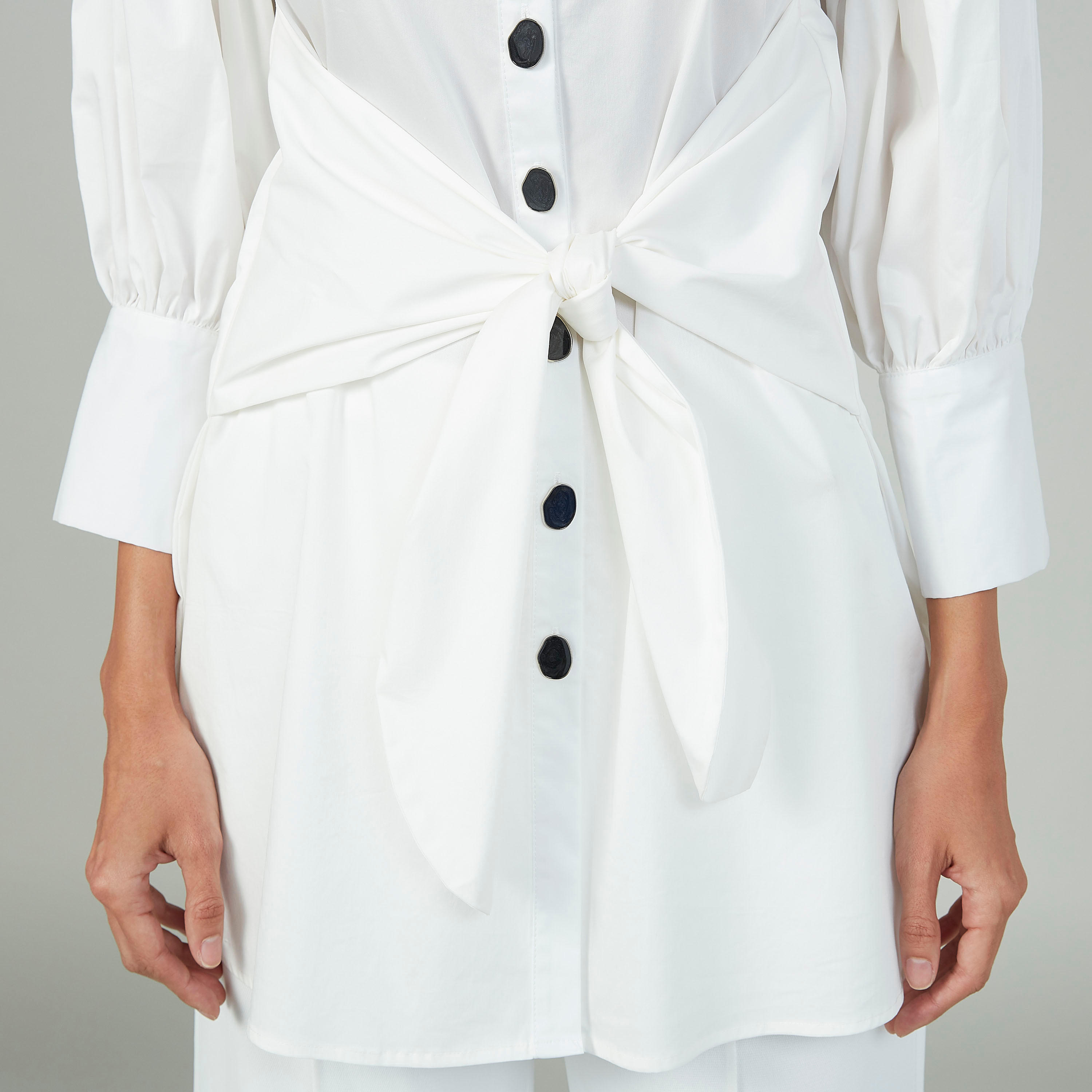 Iconic Plain Shirt with Bishop Sleeves and Tie Ups-women-clothing-shirtsandblouses-shirts-image-3