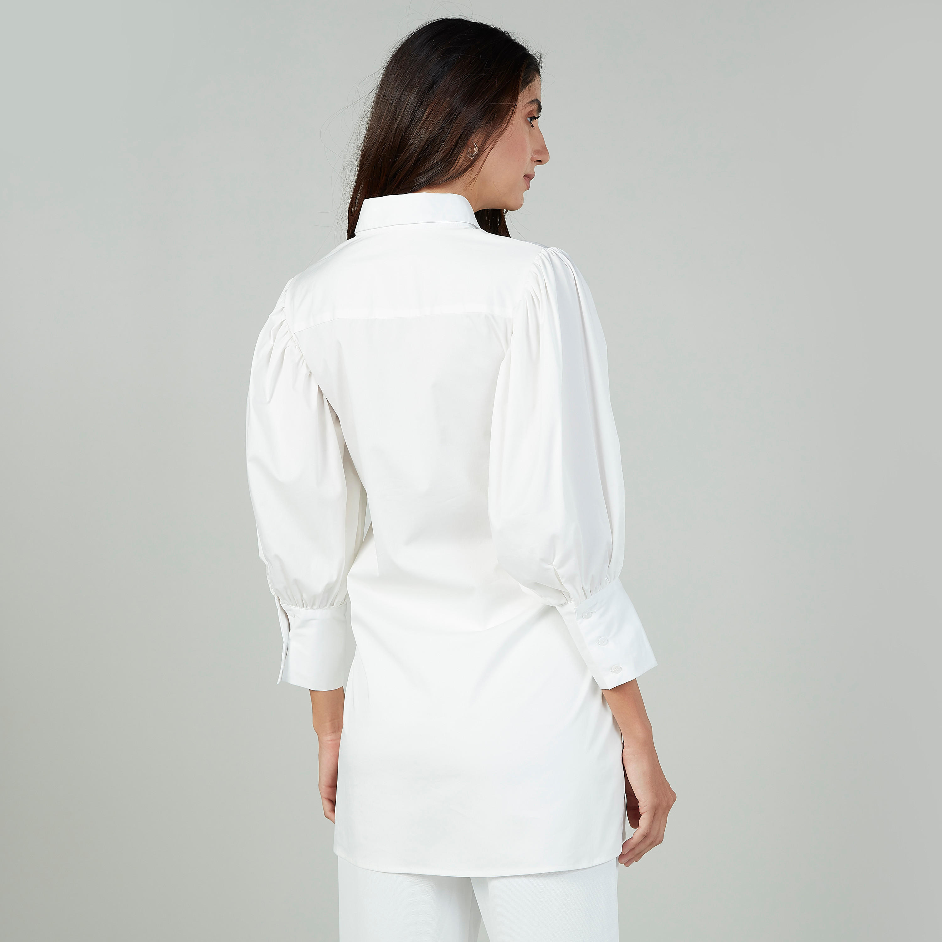 Iconic Plain Shirt with Bishop Sleeves and Tie Ups-women-clothing-shirtsandblouses-shirts-image-4