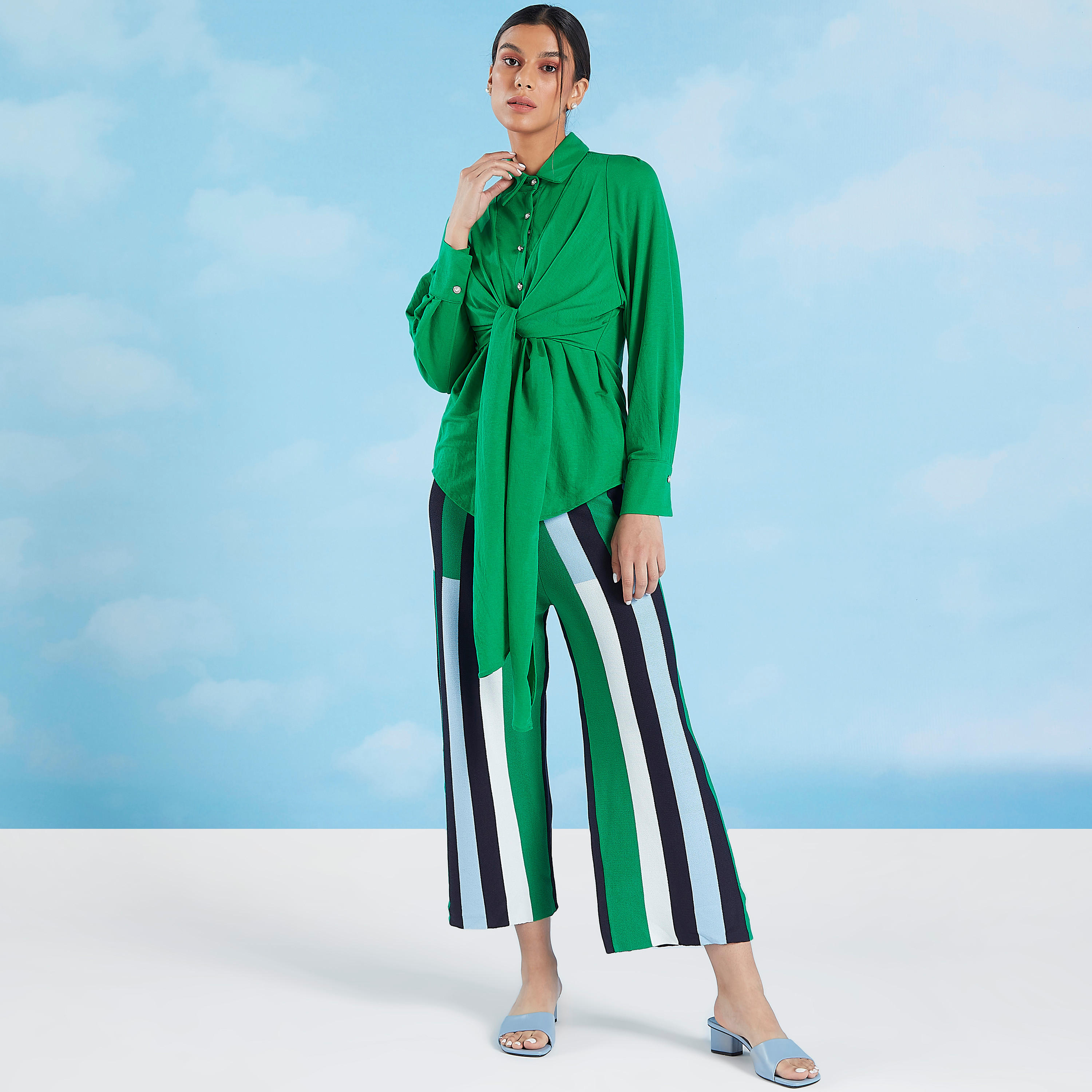 Iconic Wide Fit Striped High Waist Culottes with Elasticised Waistband-women-clothing-bottoms-trousers-image-2