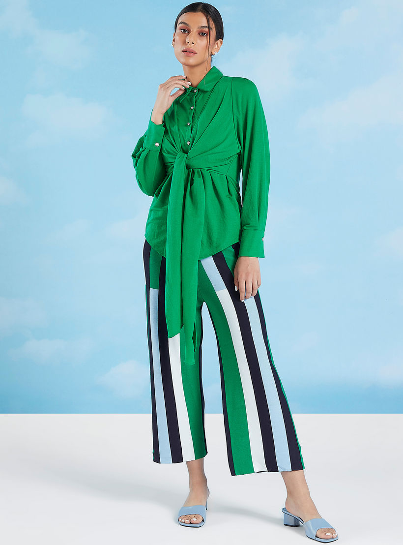 Iconic Wide Fit Striped High Waist Culottes with Elasticised Waistband-women-clothing-bottoms-trousers-image-2