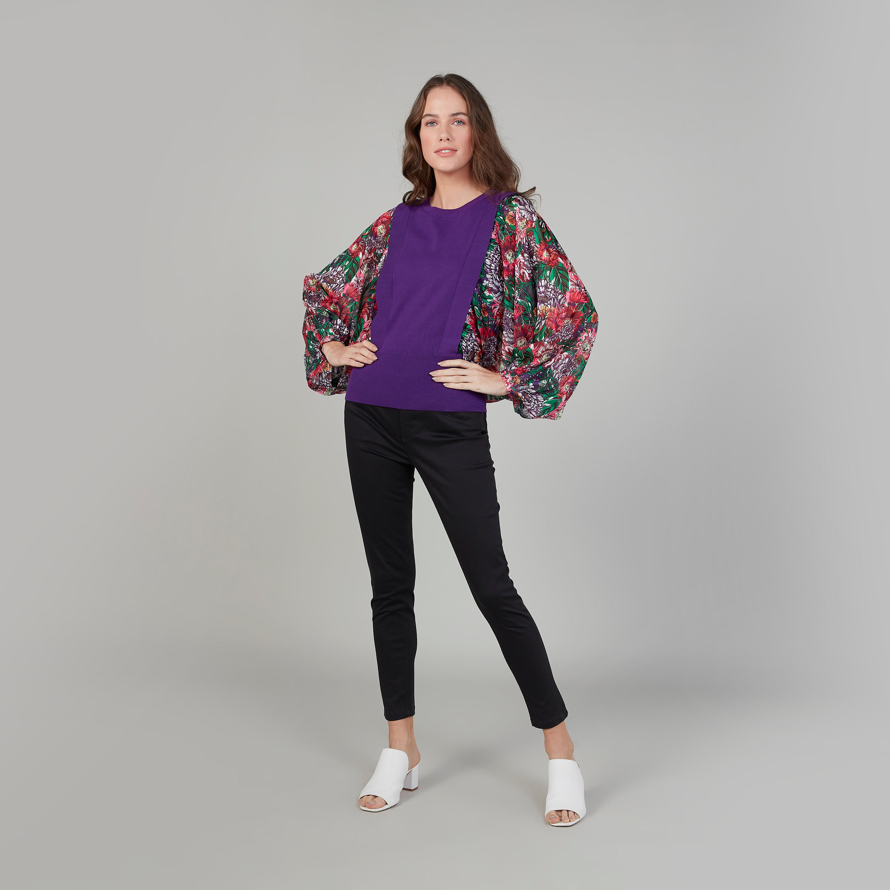 Iconic Floral Printed Top with Round Neck and Flared Sleeves-women-clothing-shirtsandblouses-blouses-image-2
