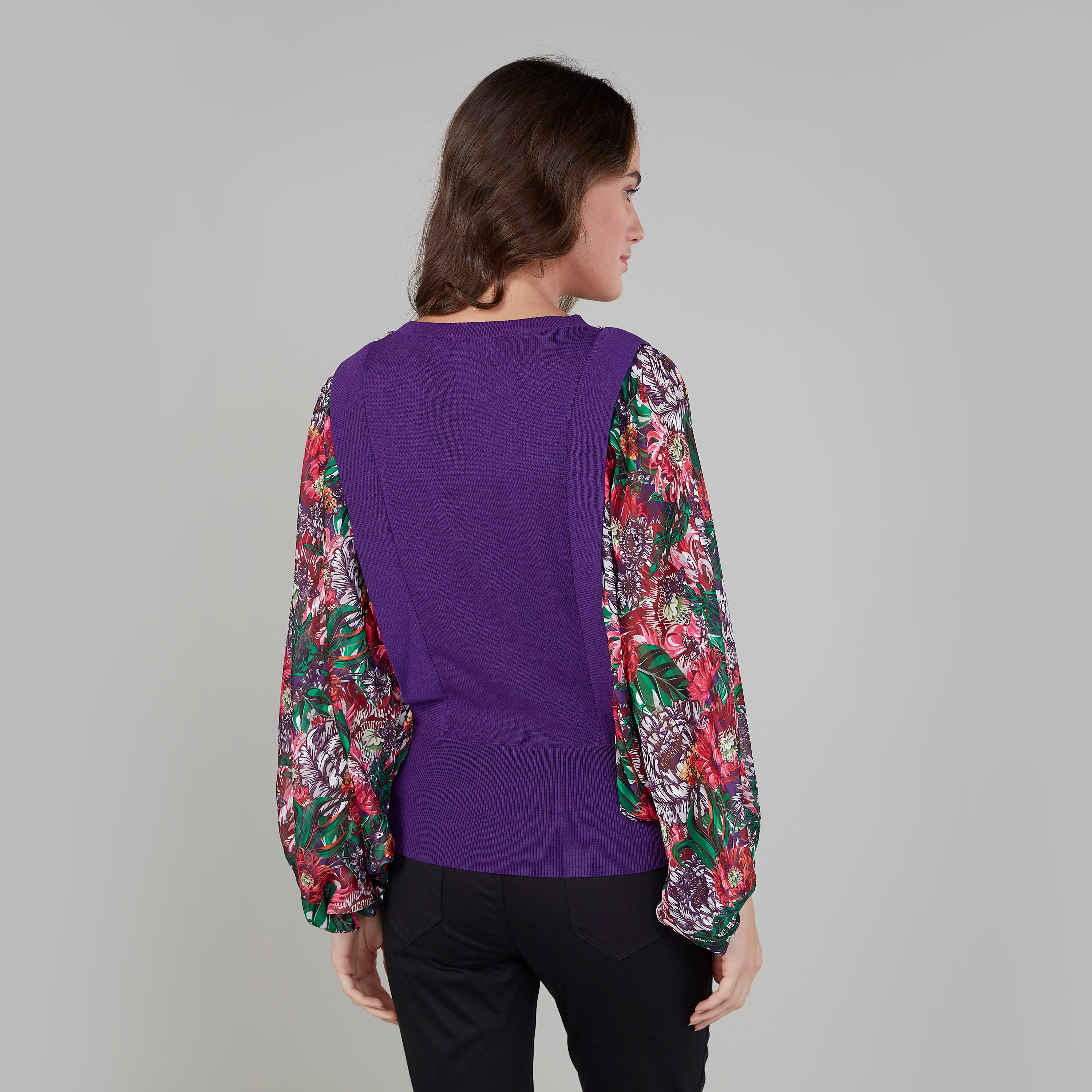 Iconic Floral Printed Top with Round Neck and Flared Sleeves-women-clothing-shirtsandblouses-blouses-image-4