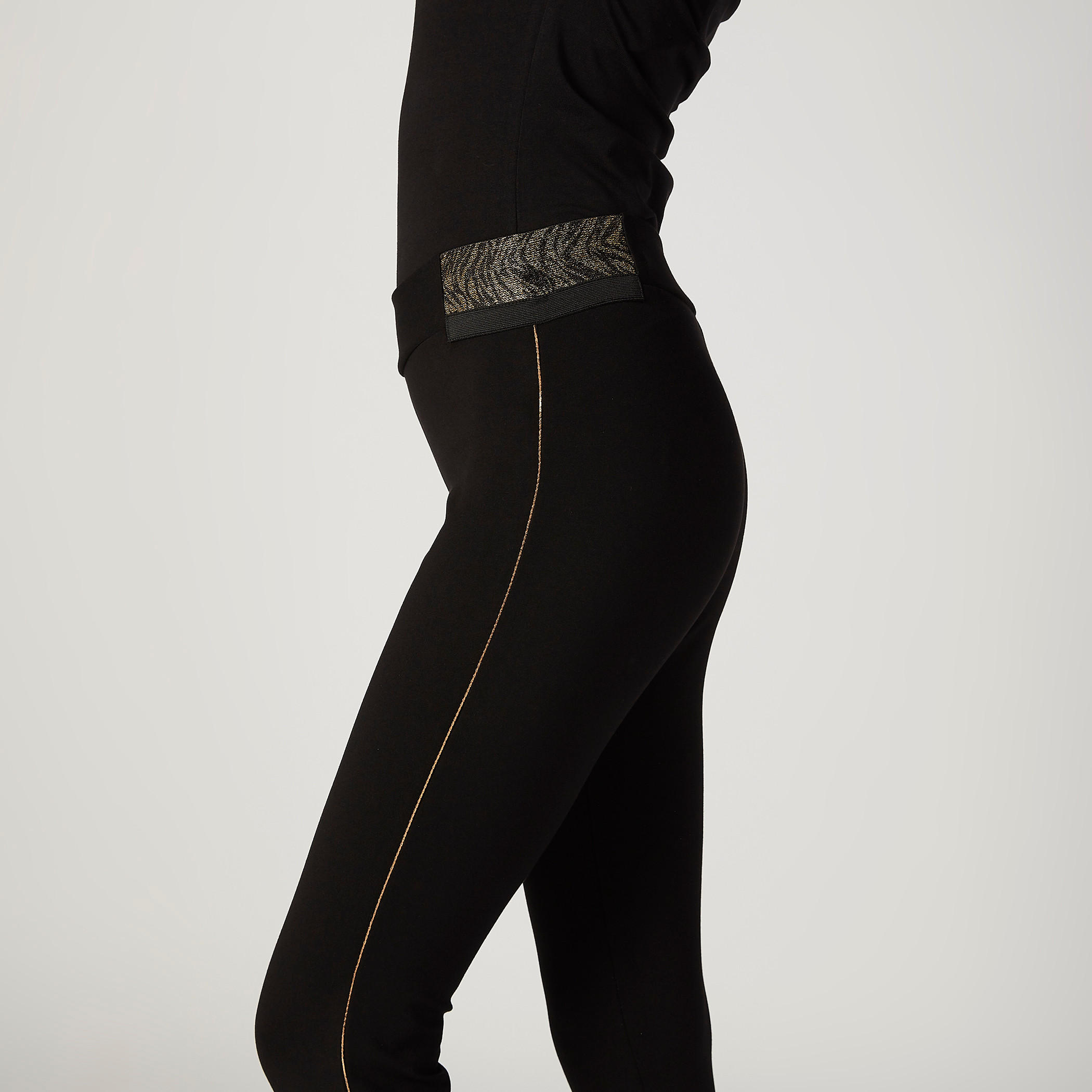 بنطلون ليقنز سادة بخصر مطاطي متوسط الارتفاع من آيكونيك-women-clothing-bottoms-leggings-image-3