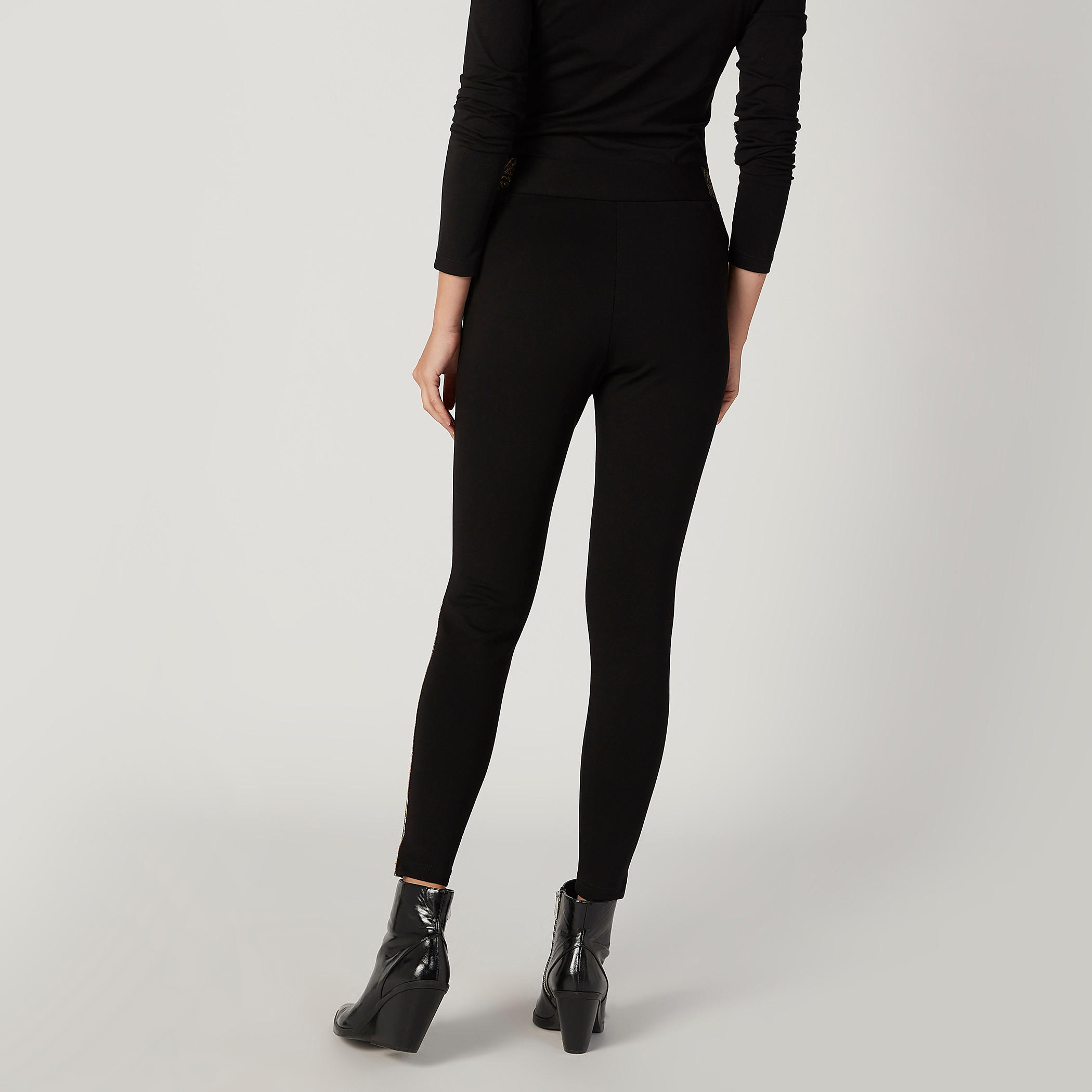 بنطلون ليقنز سادة بخصر مطاطي متوسط الارتفاع من آيكونيك-women-clothing-bottoms-leggings-image-4