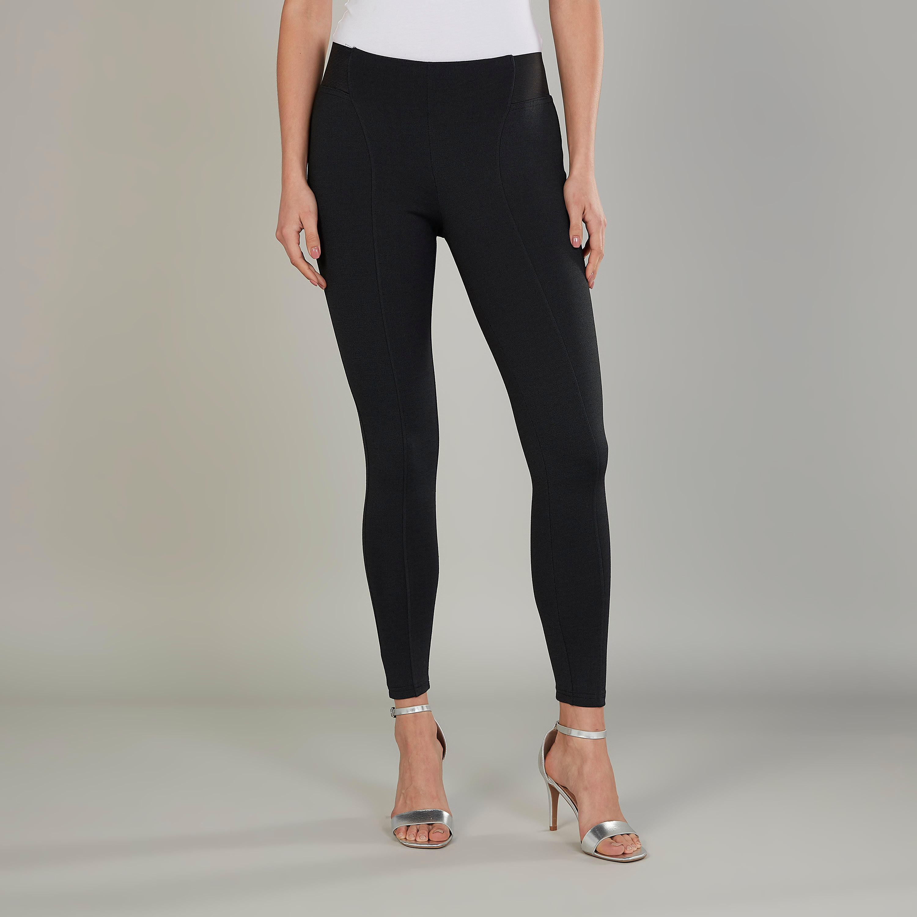 بنطلون ليقنز سادة واسع بخصر مطاطي واسع-women-clothing-bottoms-leggings-image-1