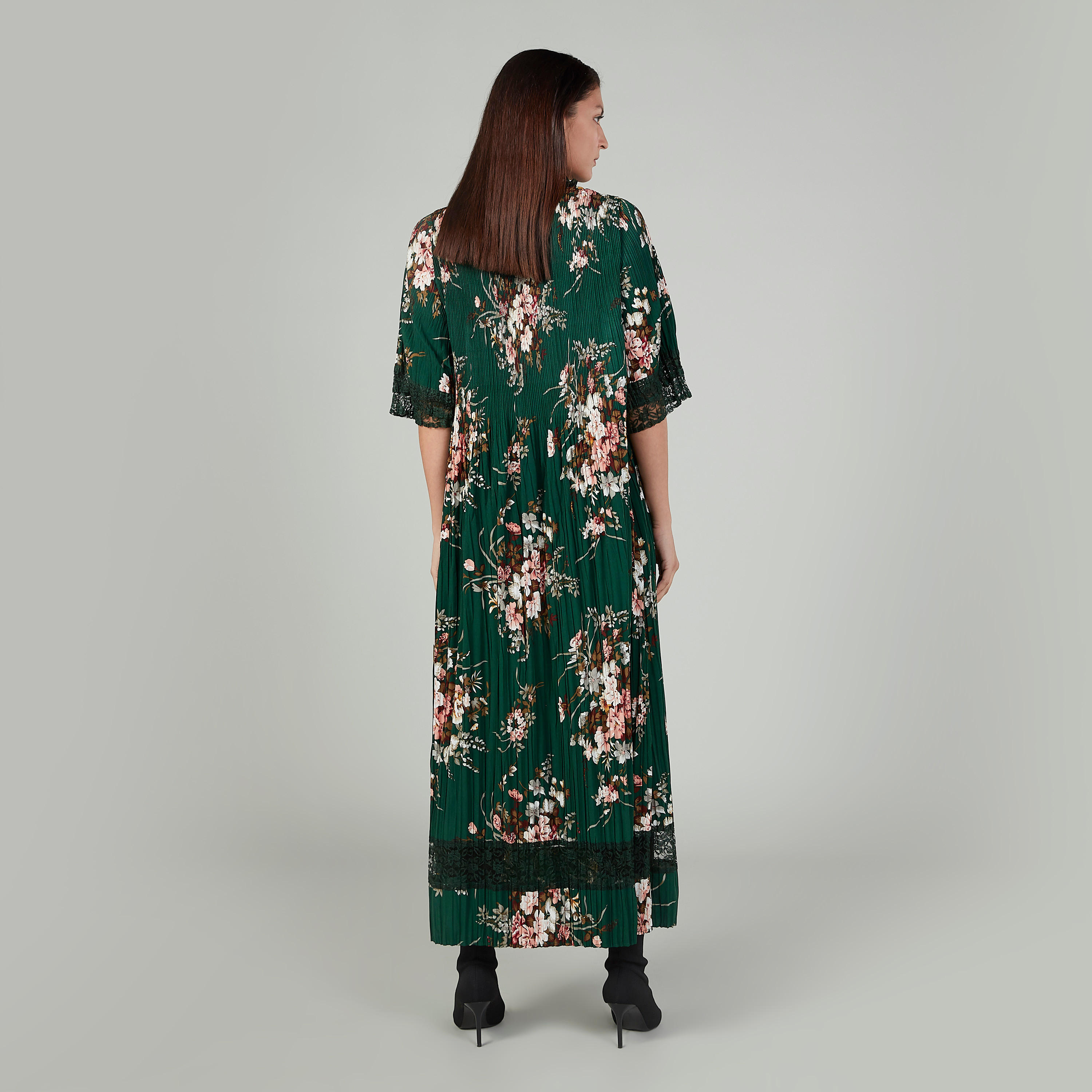 فستان طويل إيه لاين بطبعات وأكمام قصيرة وتفاصيل دانتيل من آيكونيك-women-clothing-dresses-image-3