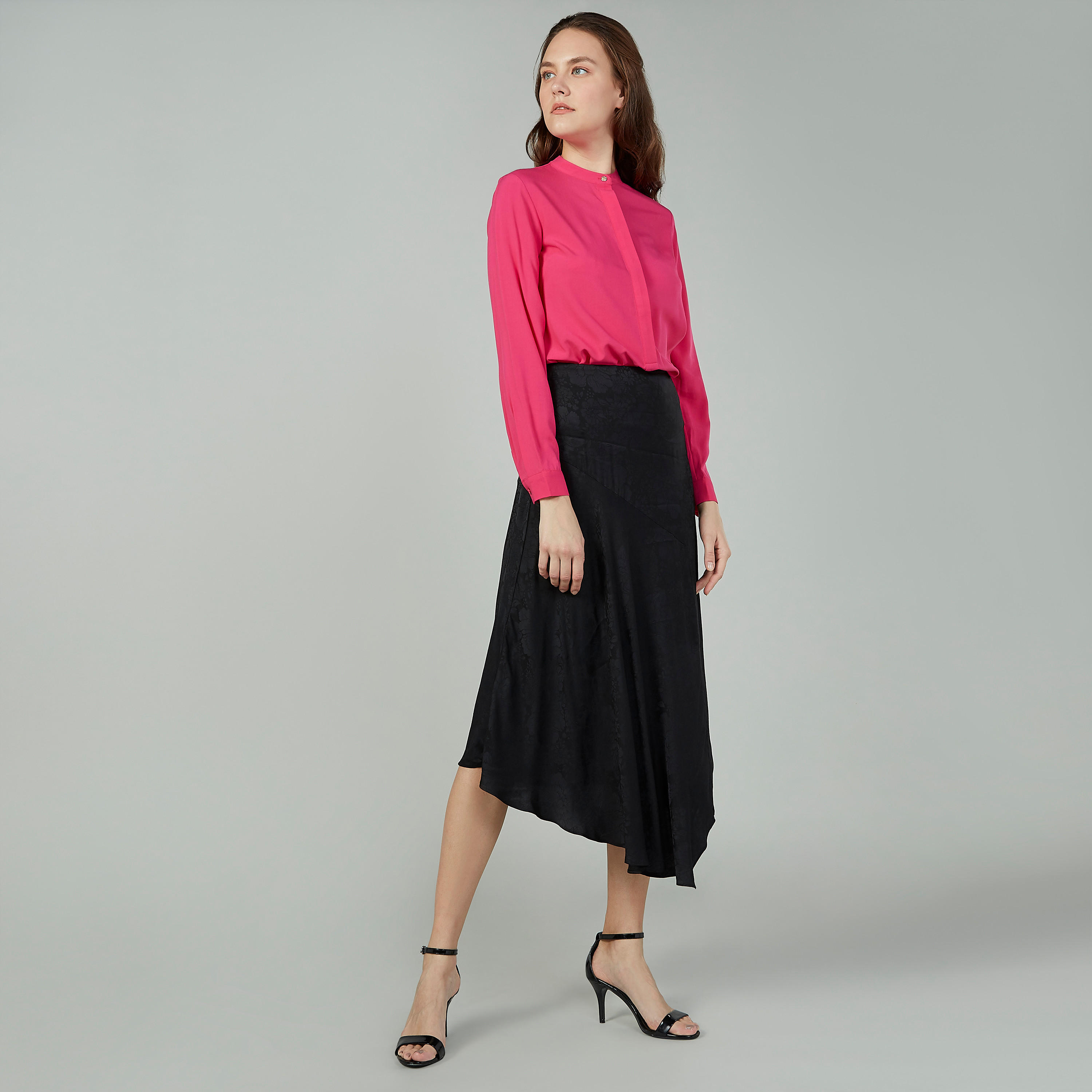 Iconic Solid Mandarin Collared Blouse with Long Sleeves-women-clothing-shirtsandblouses-blouses-image-2