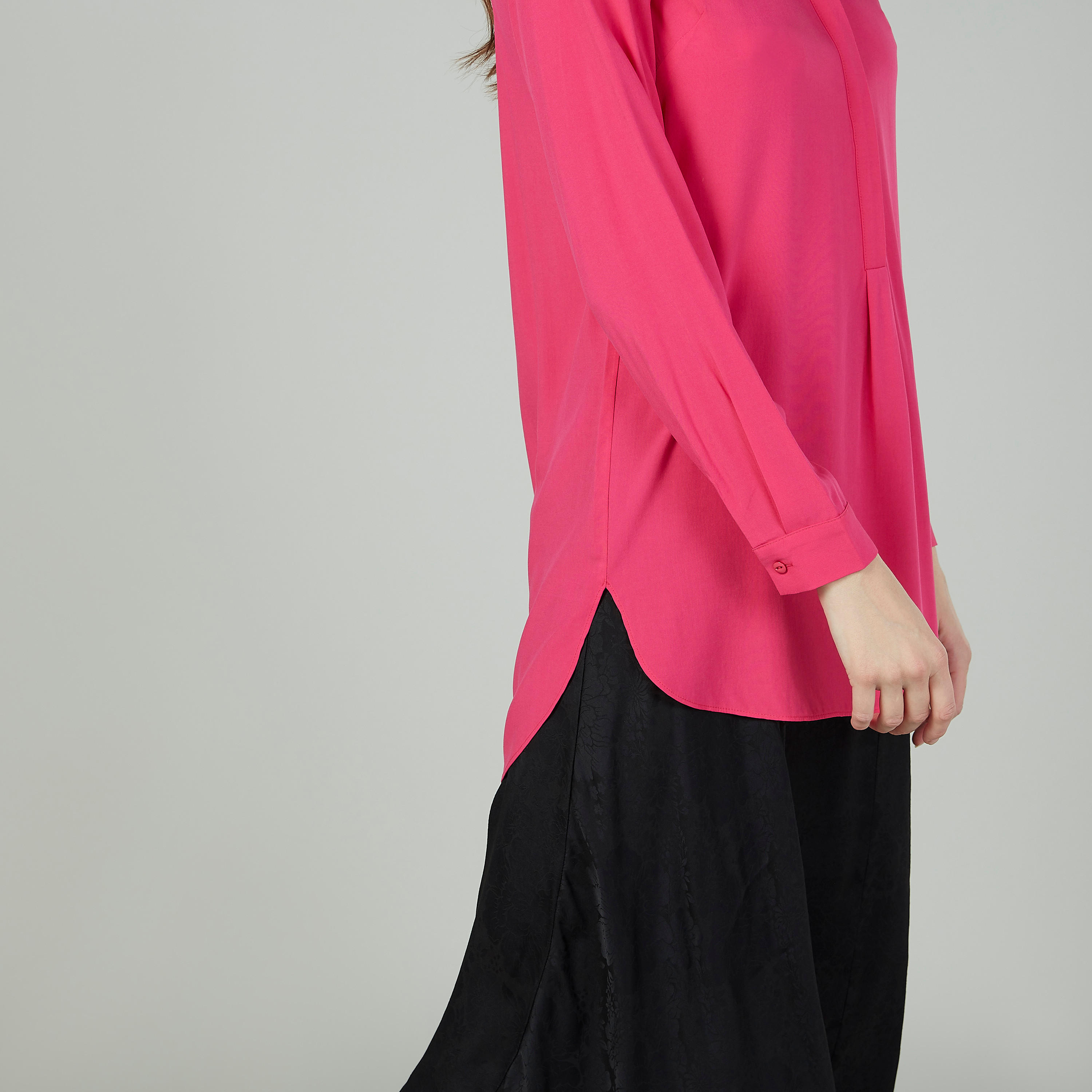 Iconic Solid Mandarin Collared Blouse with Long Sleeves-women-clothing-shirtsandblouses-blouses-image-3