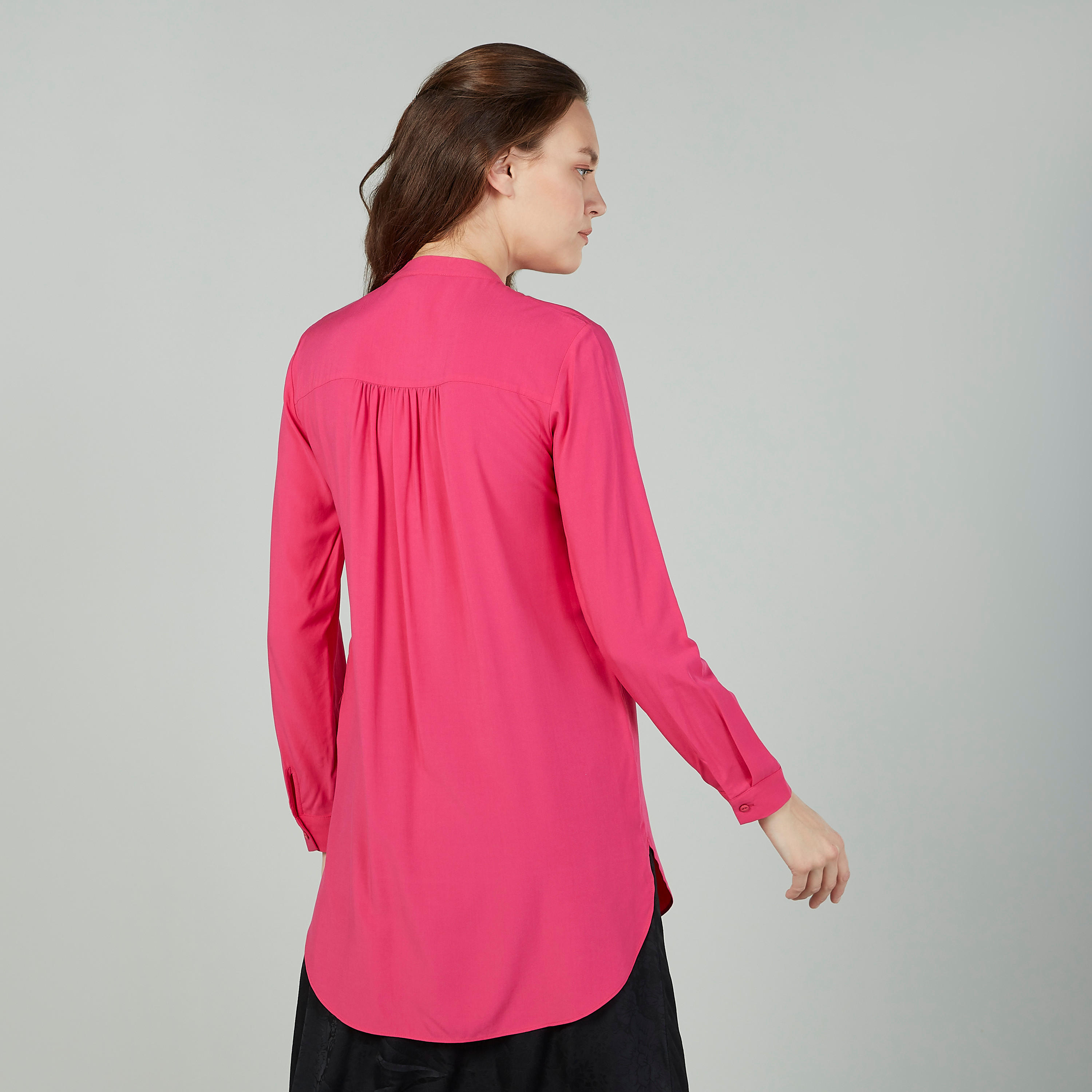 Iconic Solid Mandarin Collared Blouse with Long Sleeves-women-clothing-shirtsandblouses-blouses-image-5