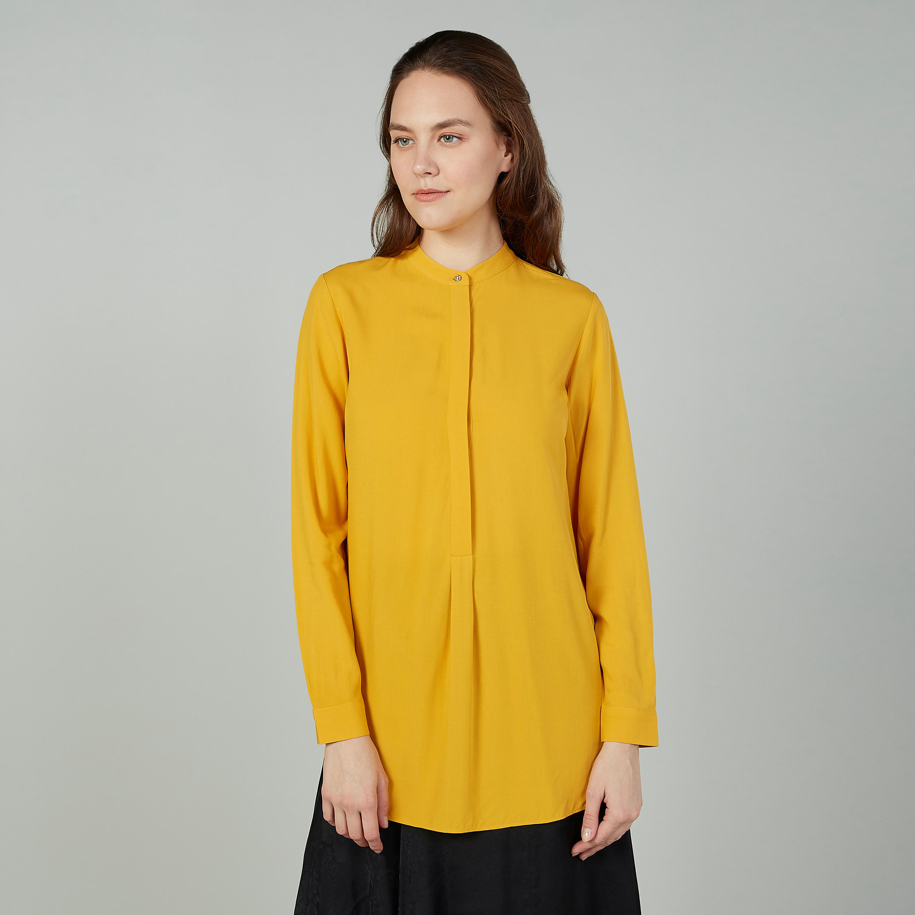 بلوزة سادة بياقة ماندارين وأكمام طويلة-women-clothing-shirtsandblouses-blouses-image-6