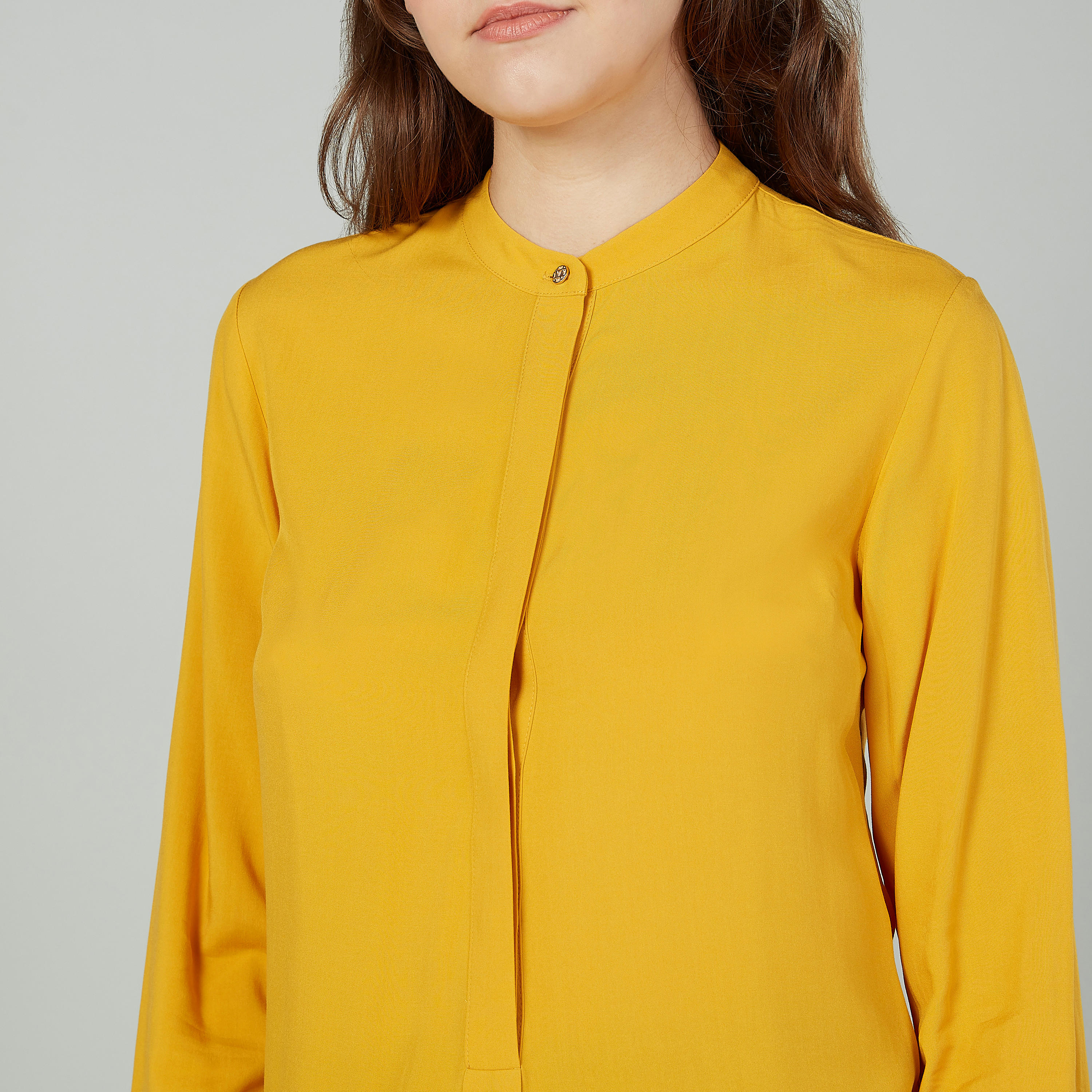 بلوزة سادة بياقة ماندارين وأكمام طويلة-women-clothing-shirtsandblouses-blouses-image-4
