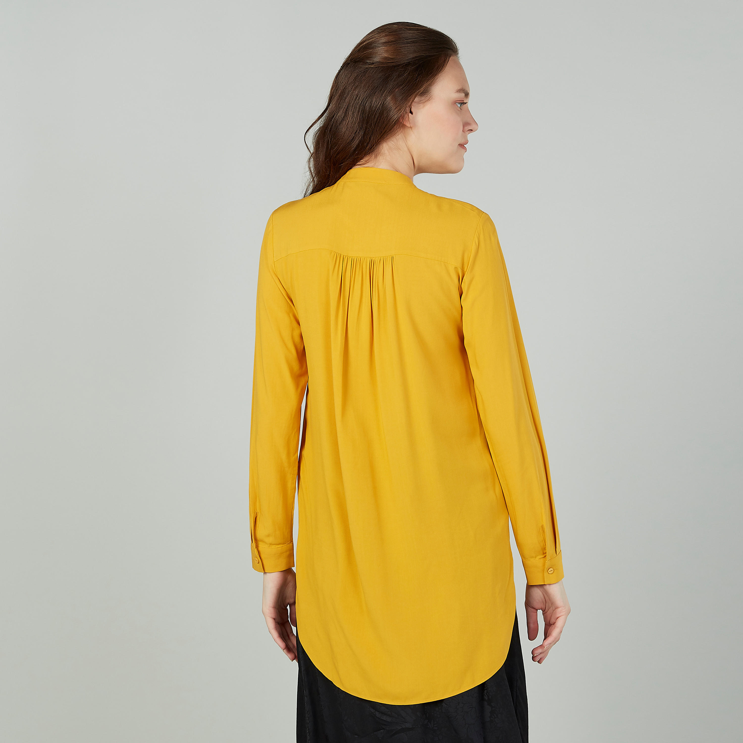بلوزة سادة بياقة ماندارين وأكمام طويلة-women-clothing-shirtsandblouses-blouses-image-3