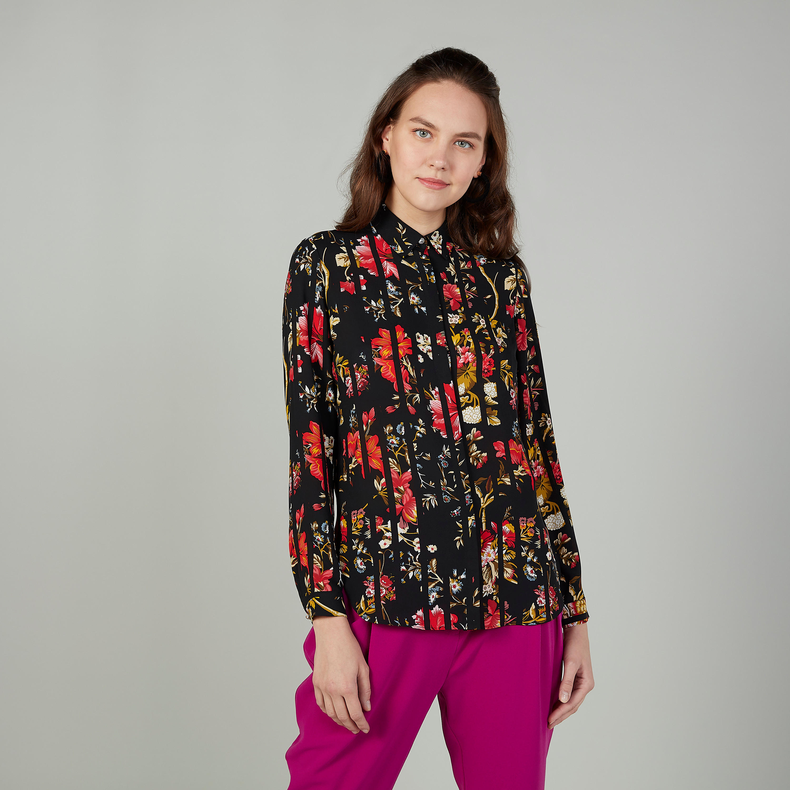 قميص بأكمام طويلة وأزرار مخفية وطبعات من آيكونيك-women-clothing-shirtsandblouses-shirts-image-6
