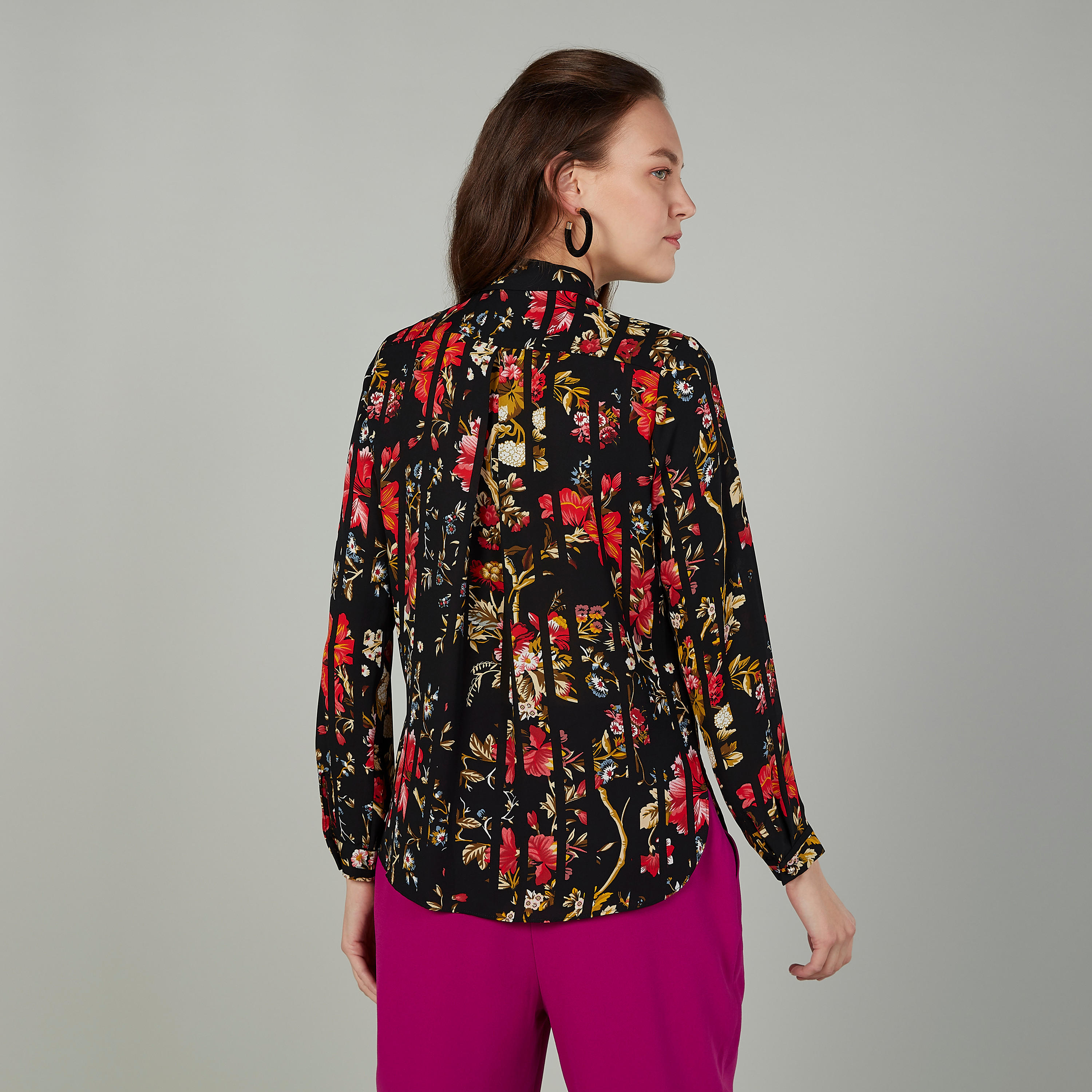 قميص بأكمام طويلة وأزرار مخفية وطبعات من آيكونيك-women-clothing-shirtsandblouses-shirts-image-3