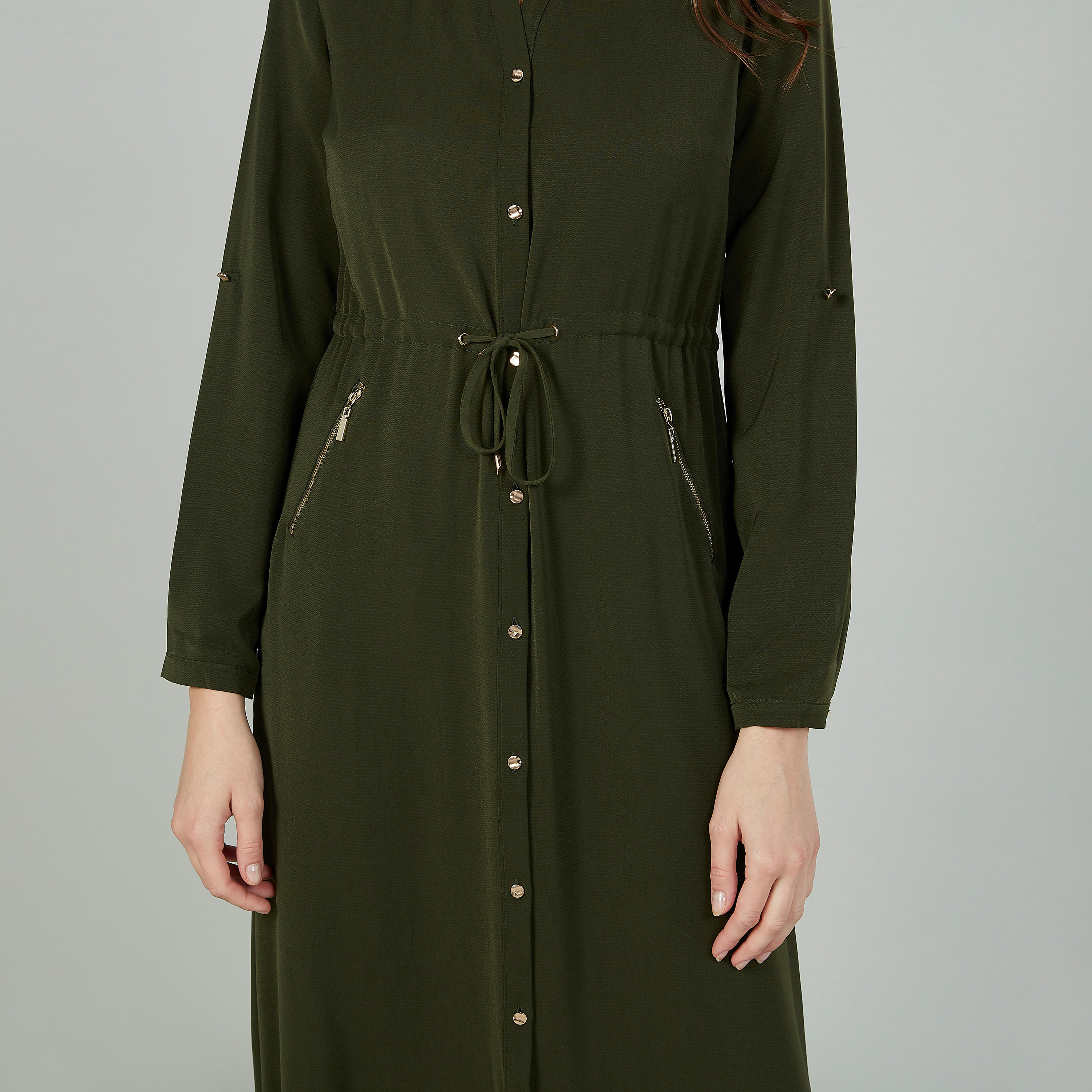 Iconic Solid V-neck Maxi Dress with Zip Detail-women-clothing-dresses-image-3