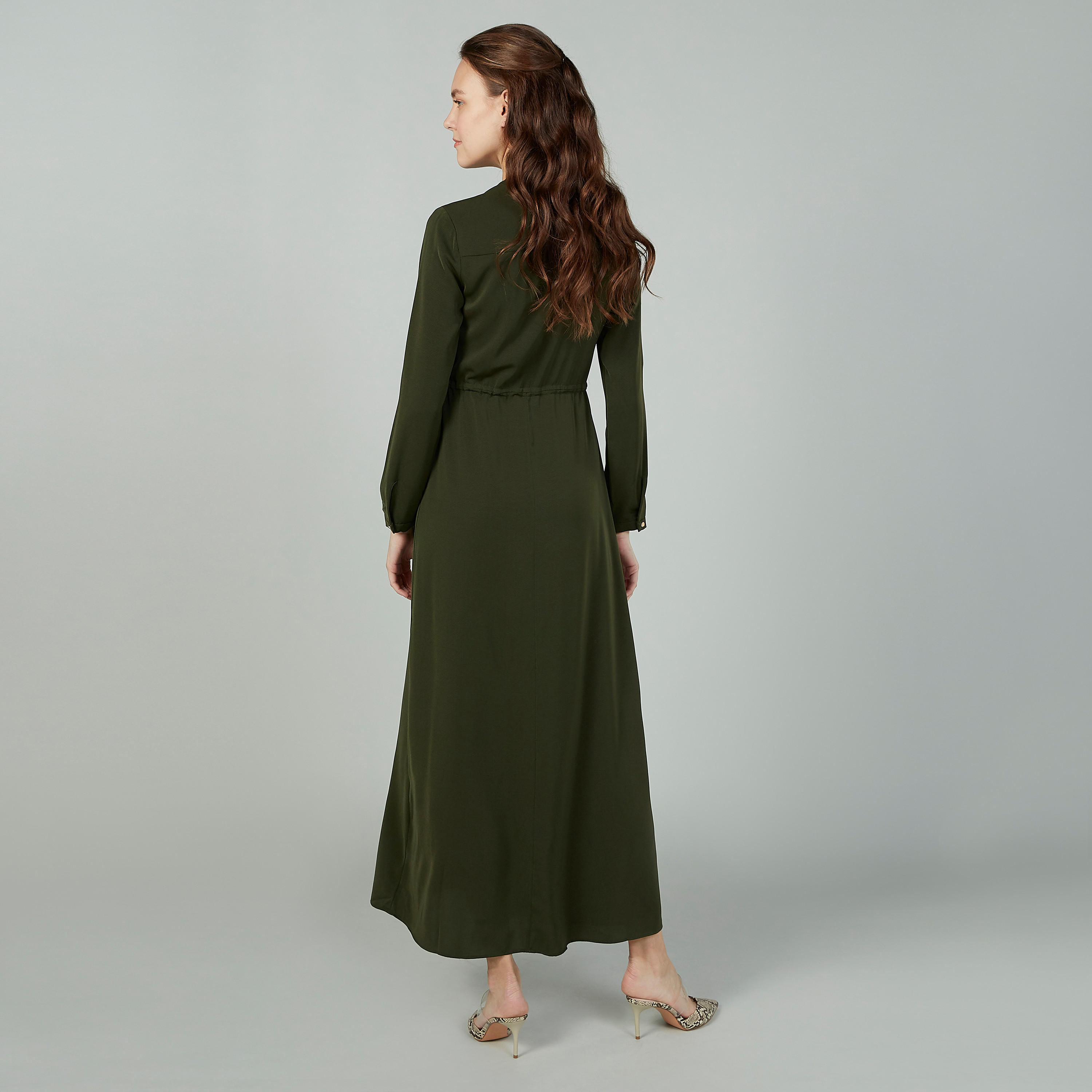 Iconic Solid V-neck Maxi Dress with Zip Detail-women-clothing-dresses-image-4