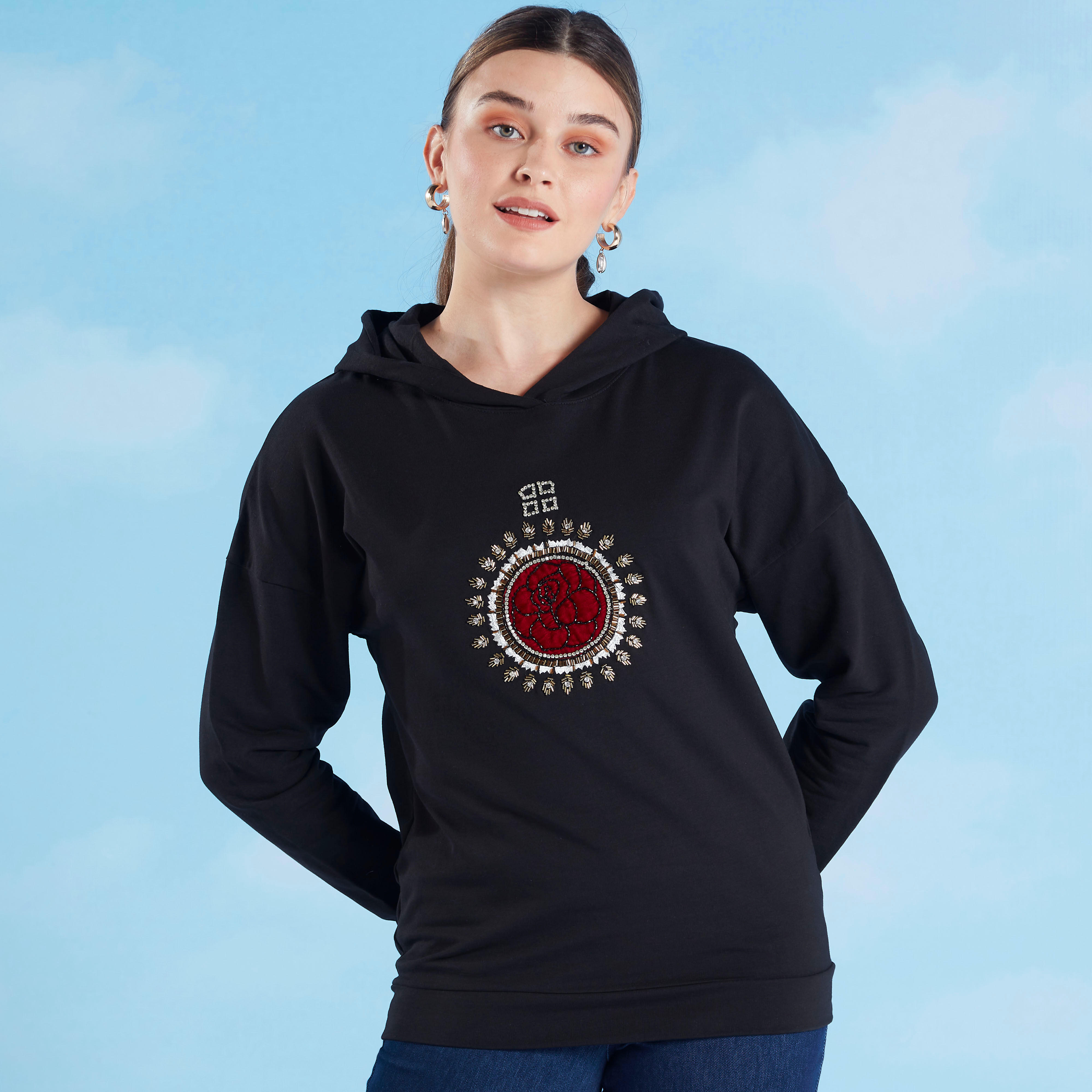 Iconic Embroidered Hoodie with Long Sleeves-women-winterwear-hoodiesandsweatshirts-sweatshirts-image-1