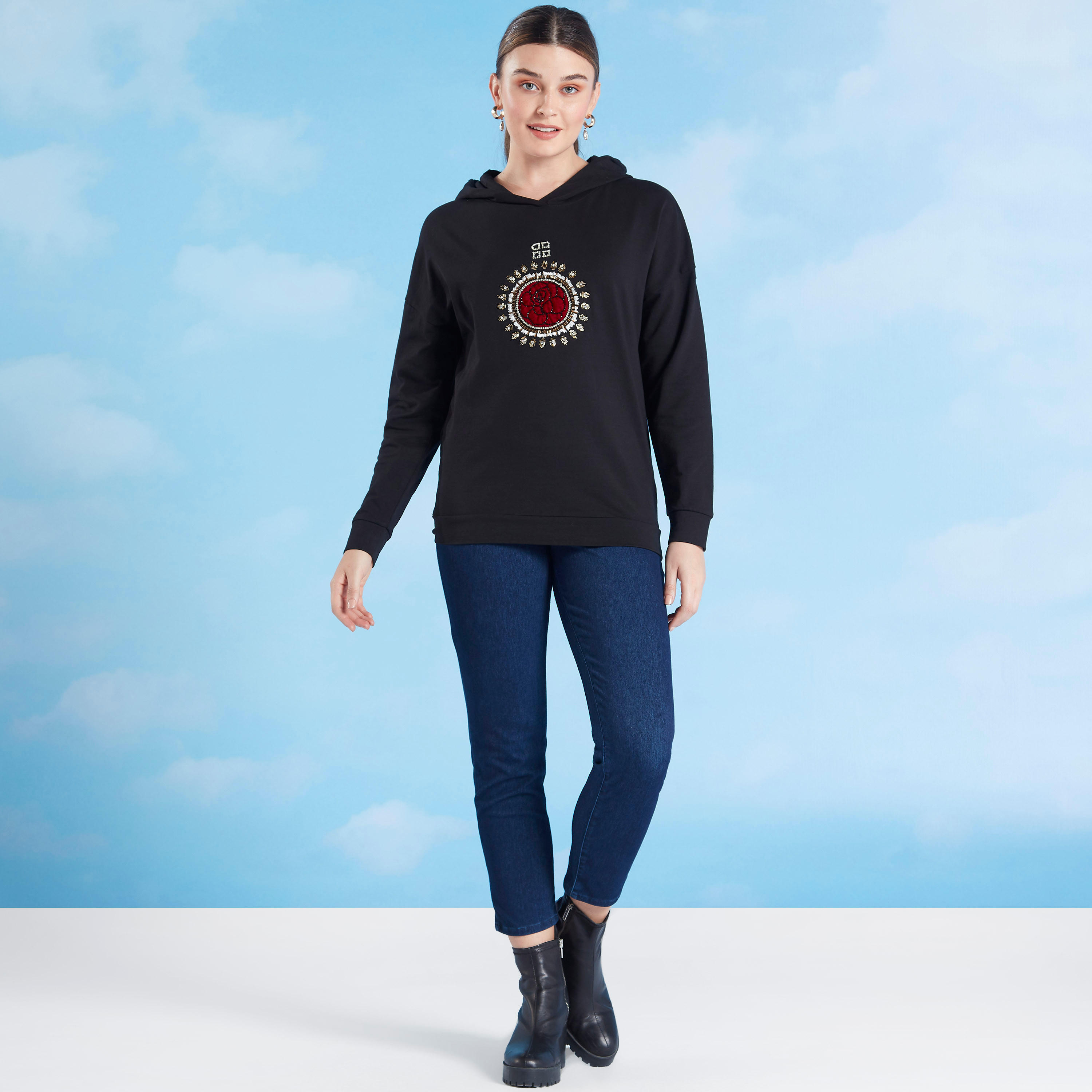Iconic Embroidered Hoodie with Long Sleeves-women-winterwear-hoodiesandsweatshirts-sweatshirts-image-2