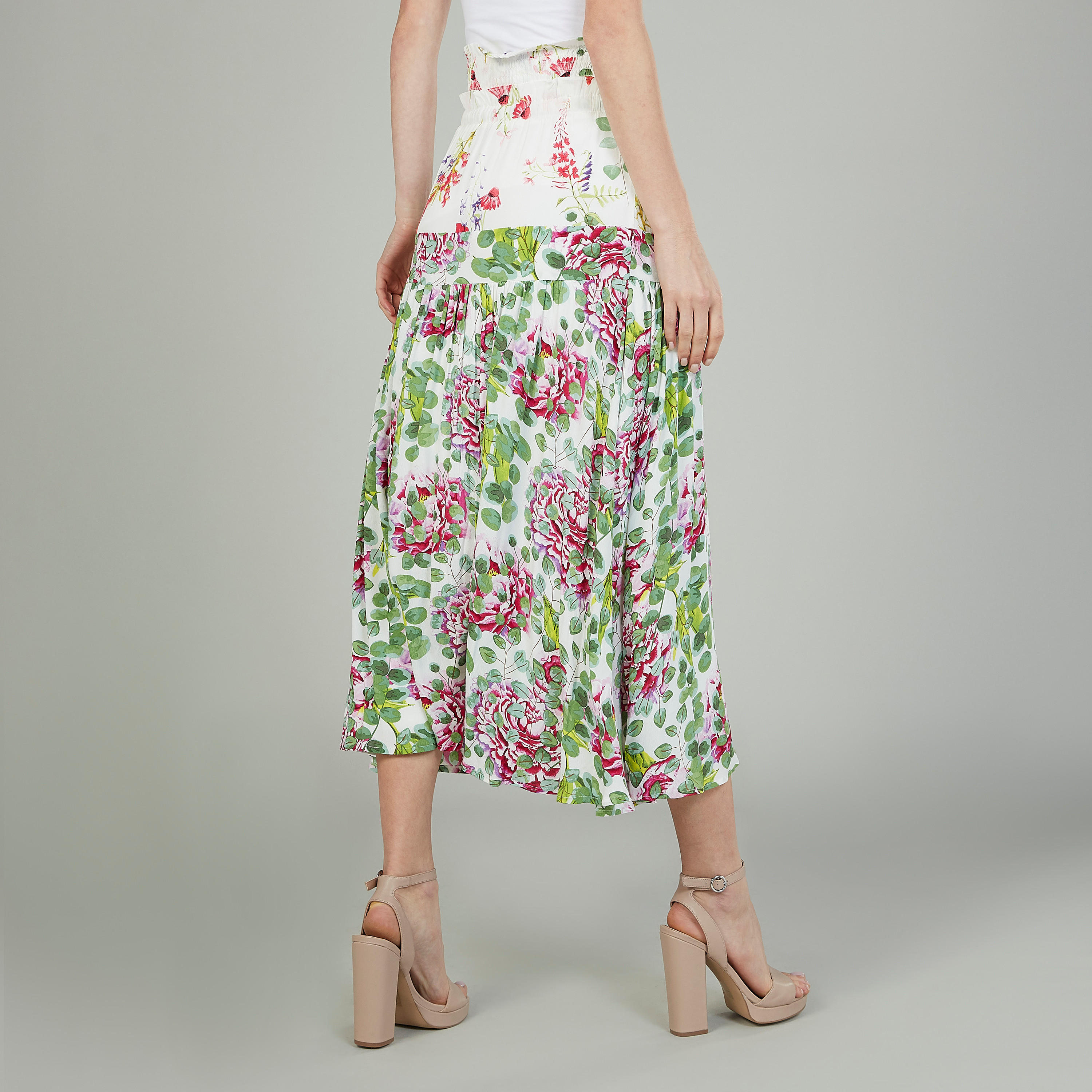 تنورة إيه لاين متوسطة الطول بخصر مطّاطي وطبعات زهرية من آيكونيك-women-clothing-bottoms-skirts-image-4