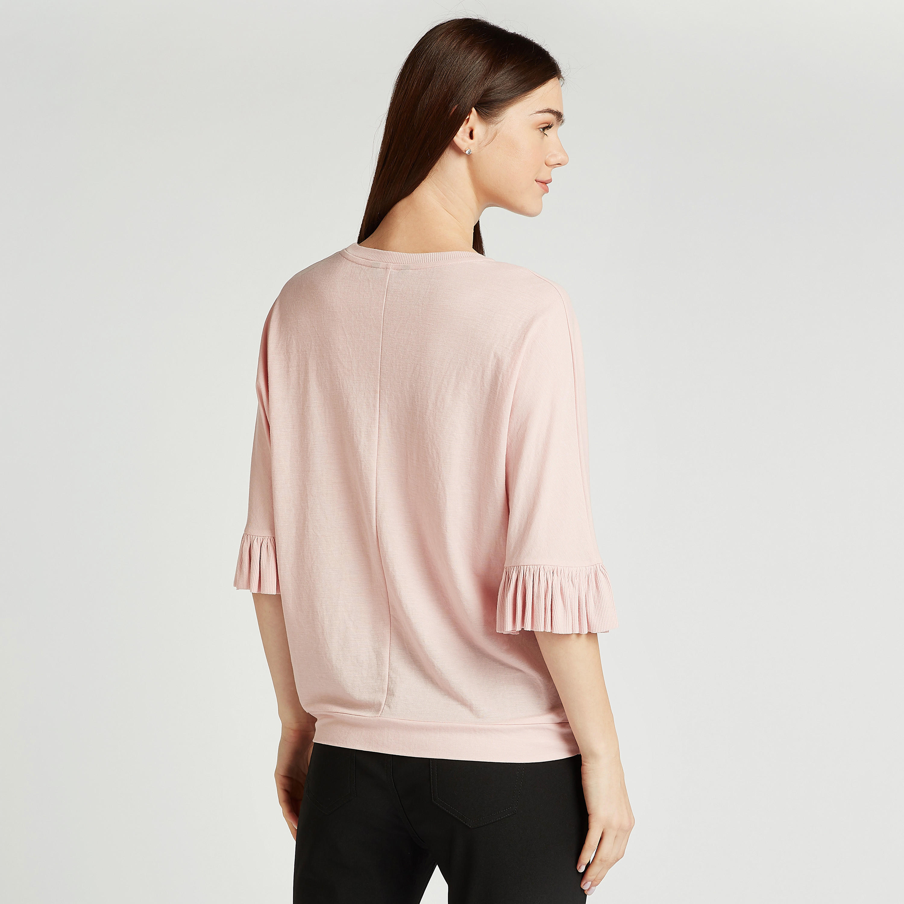 Iconic Embroidered Top with Round Neck and 3/4 Sleeves-women-clothing-shirtsandblouses-blouses-image-4
