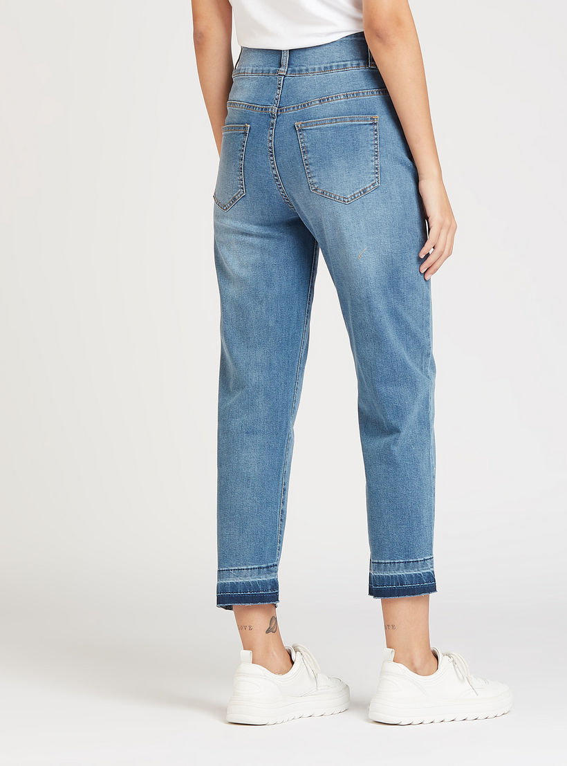 بنطلون جينز قصير واسع مع تفاصيل جيوب وخصر مرتفع من آيكونيك-women-clothing-bottoms-jeans-image-4