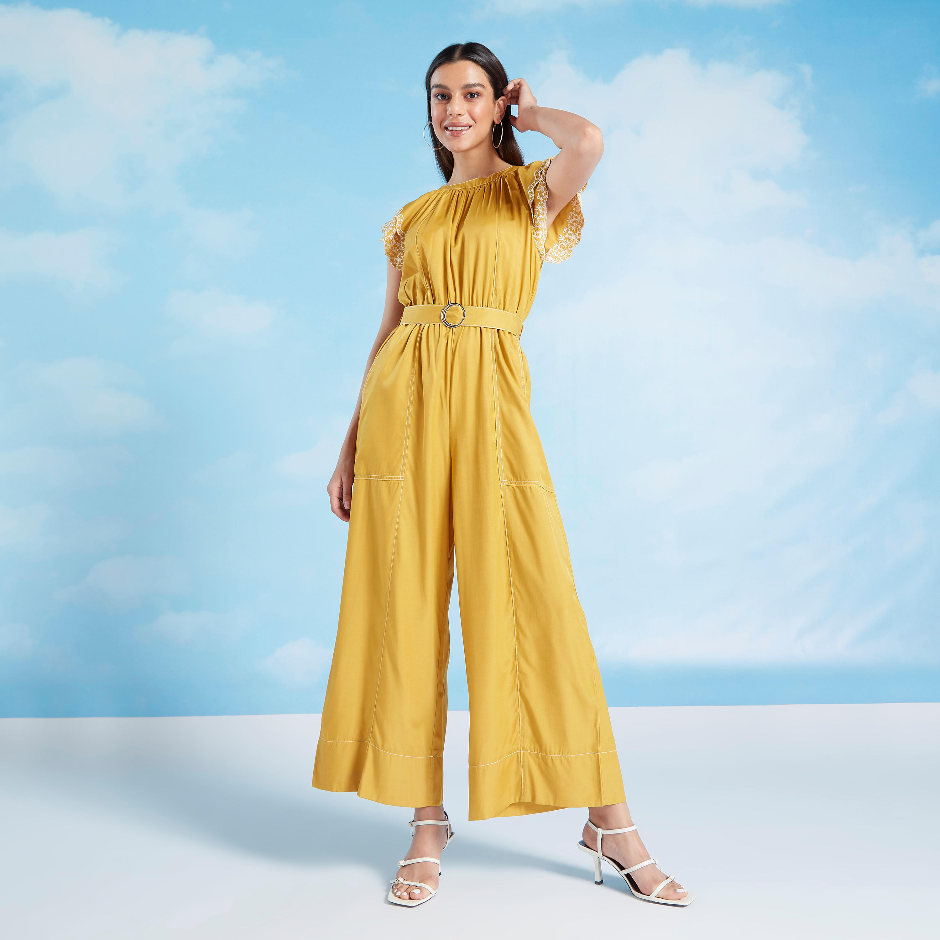 أفرول سادة بأكمام كاب وجيوب من آيكونيك-women-clothing-jumpsuits-image-2