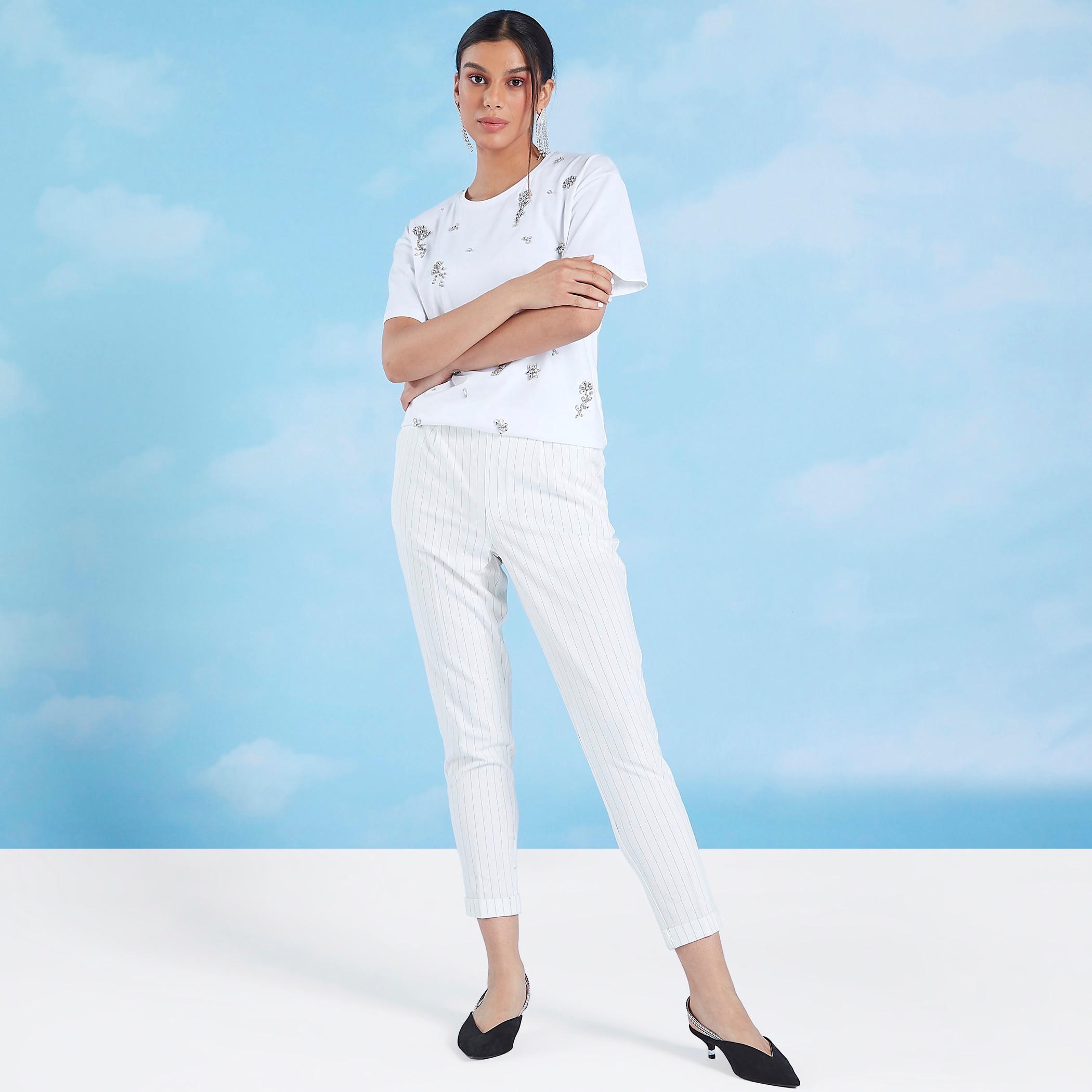 Iconic Embellished T-shirt with Round Neck and Short Sleeves-women-clothing-tshirts-image-3