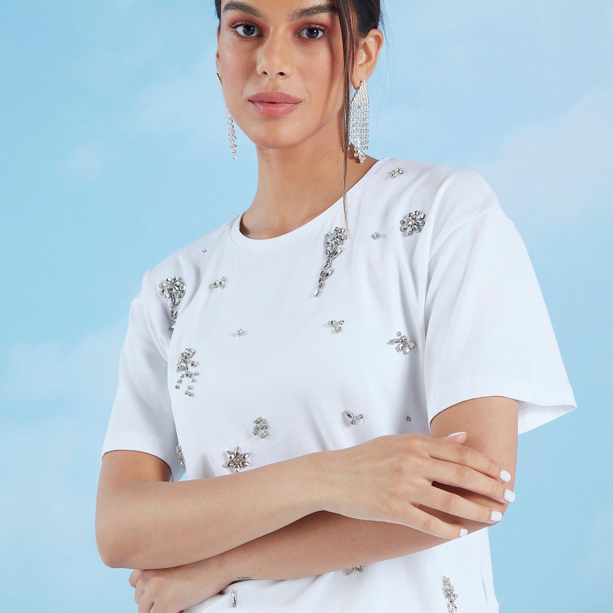 Iconic Embellished T-shirt with Round Neck and Short Sleeves-women-clothing-tshirts-image-4