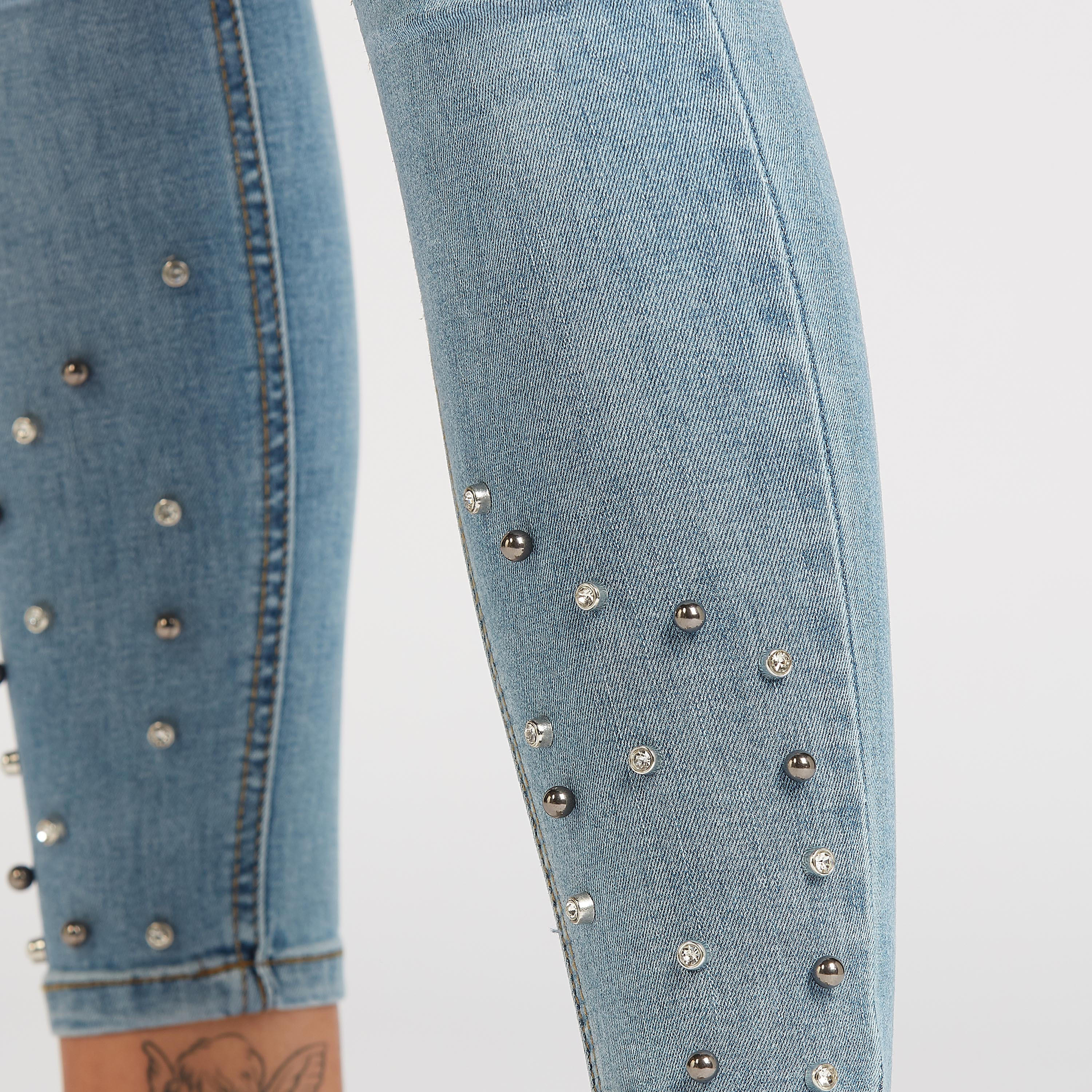 بنطلون جينز قصير مزيّن بخصر مرتفع وتفاصيل جيوب من آيكونيك-women-clothing-bottoms-jeans-image-3