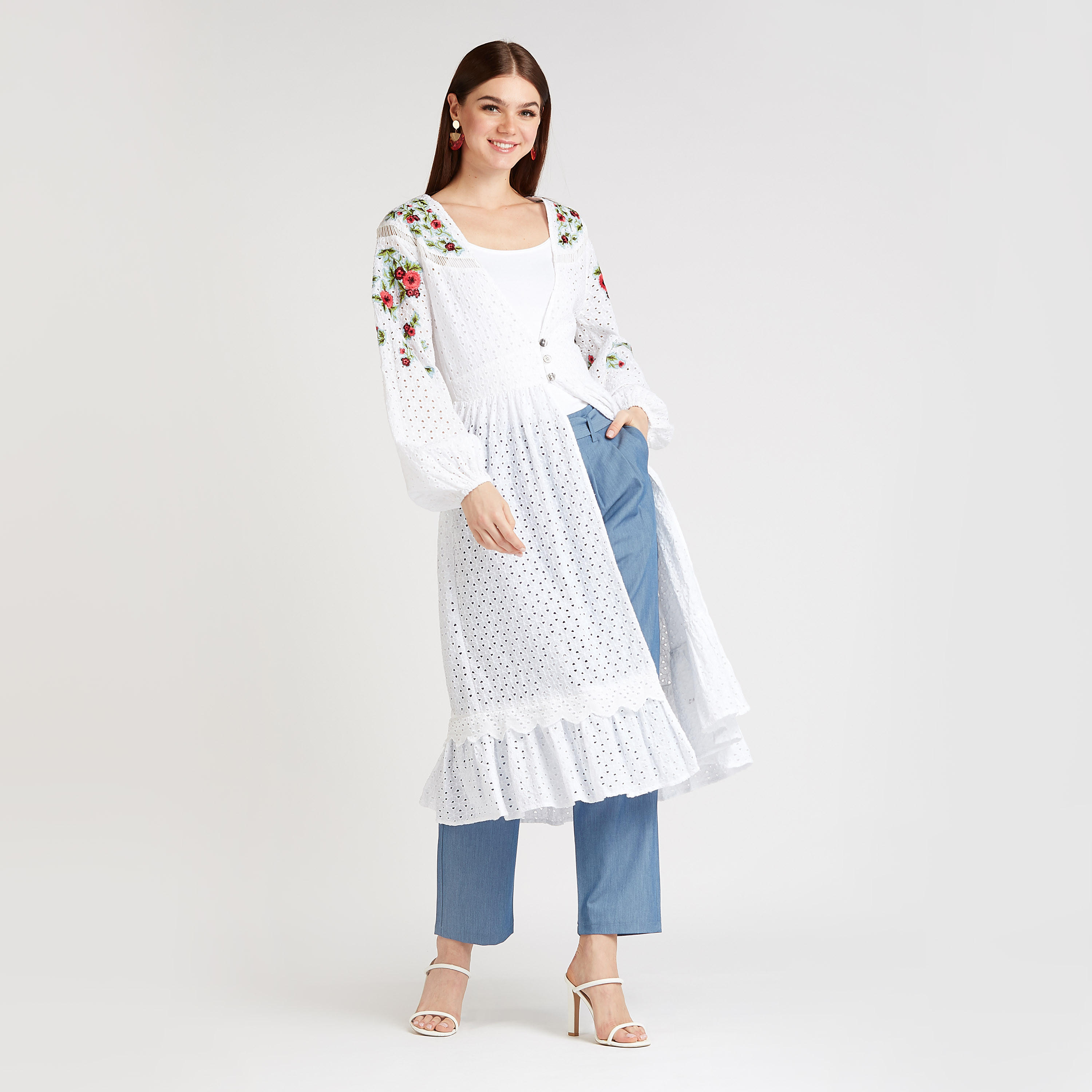 Iconic Embroidered Longline Jacket with Bishop Sleeves-women-winterwear-coatsandjackets-jackets-image-2