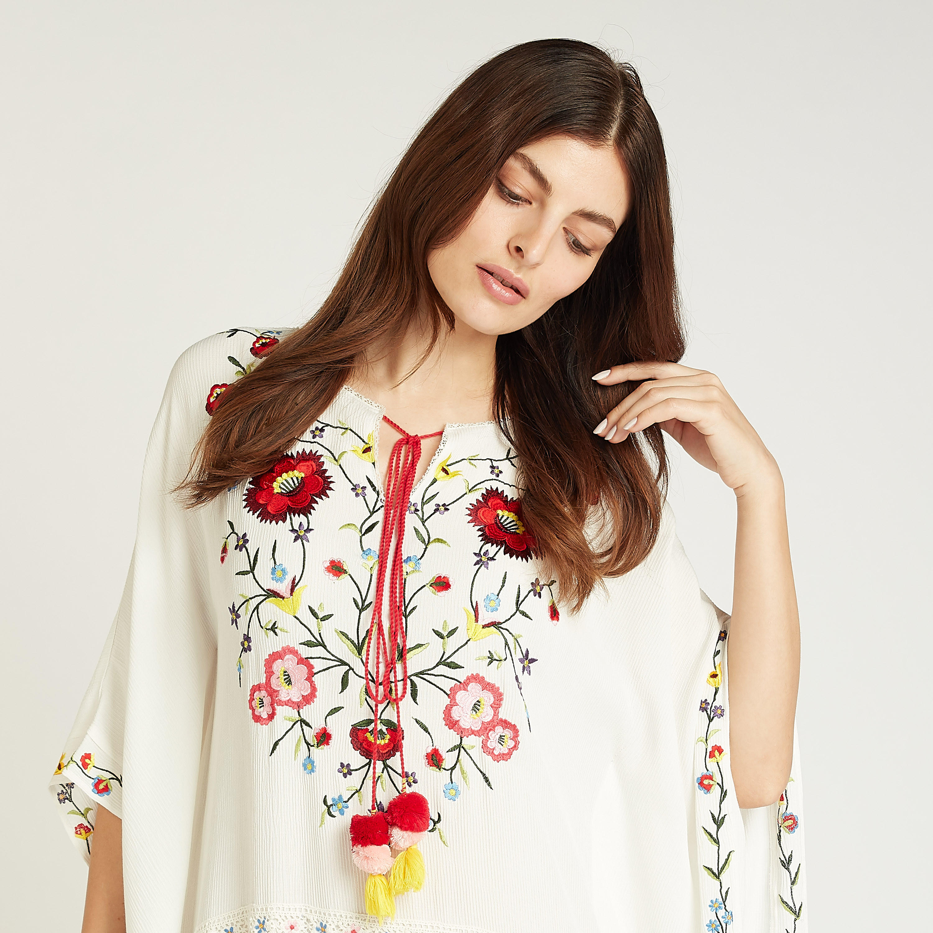 فستان مطرز إيه لاين طويل بأكمام لامعة وأربطة-women-clothing-dresses-image-3