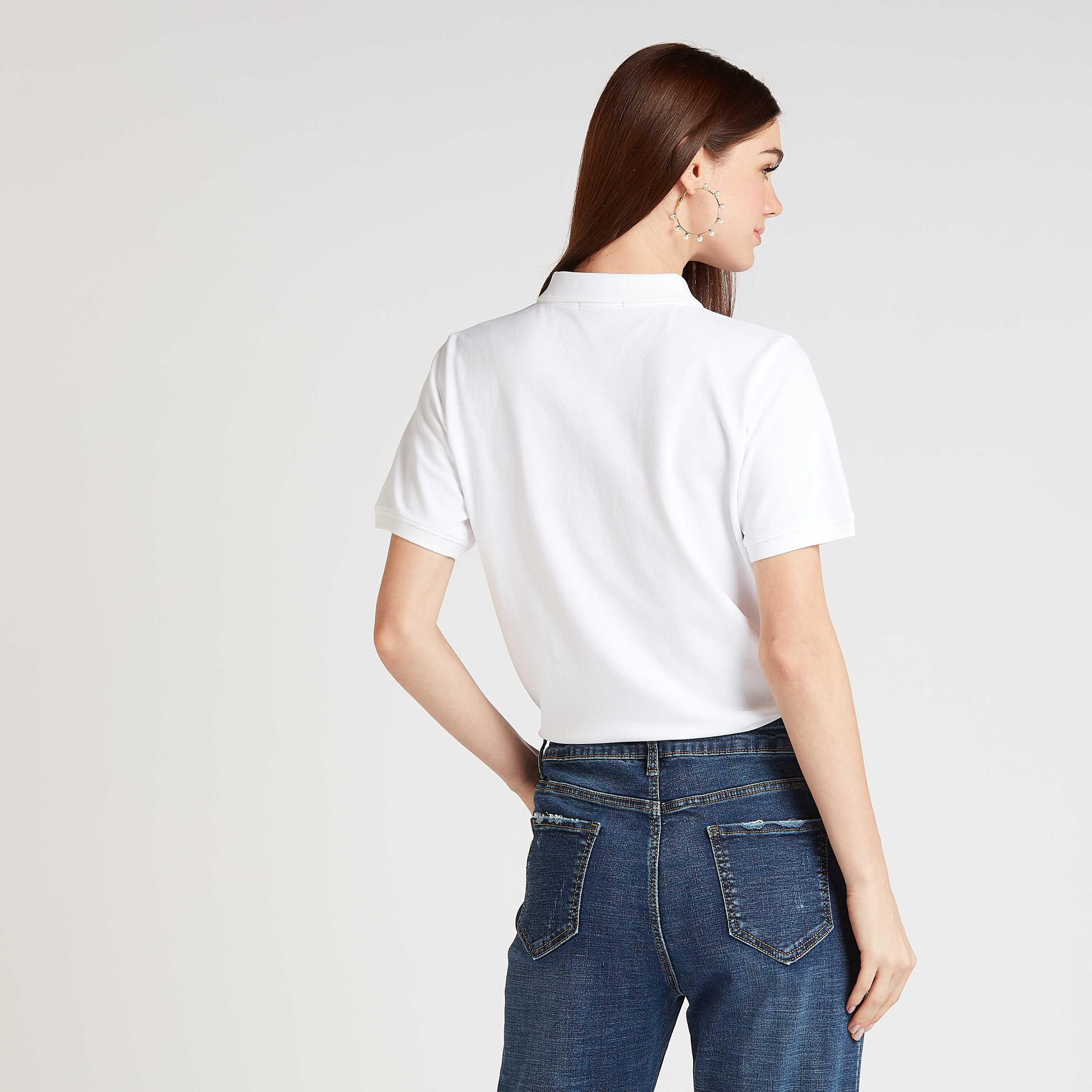 Iconic Embellished Polo T-shirt with Short Sleeves-women-clothing-tshirts-image-4